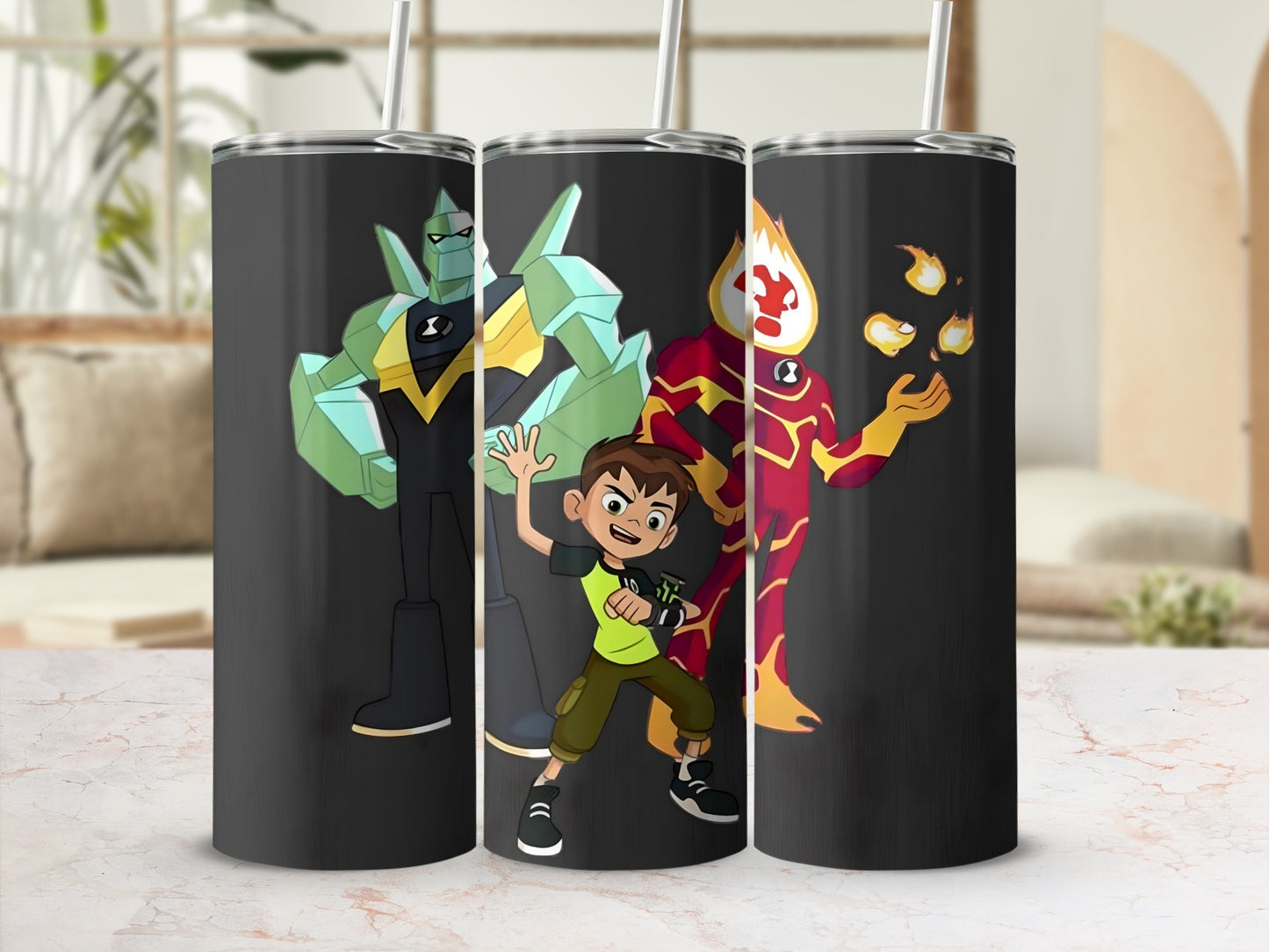 Ben 10 Characters Design Black Tumbler Cup Product