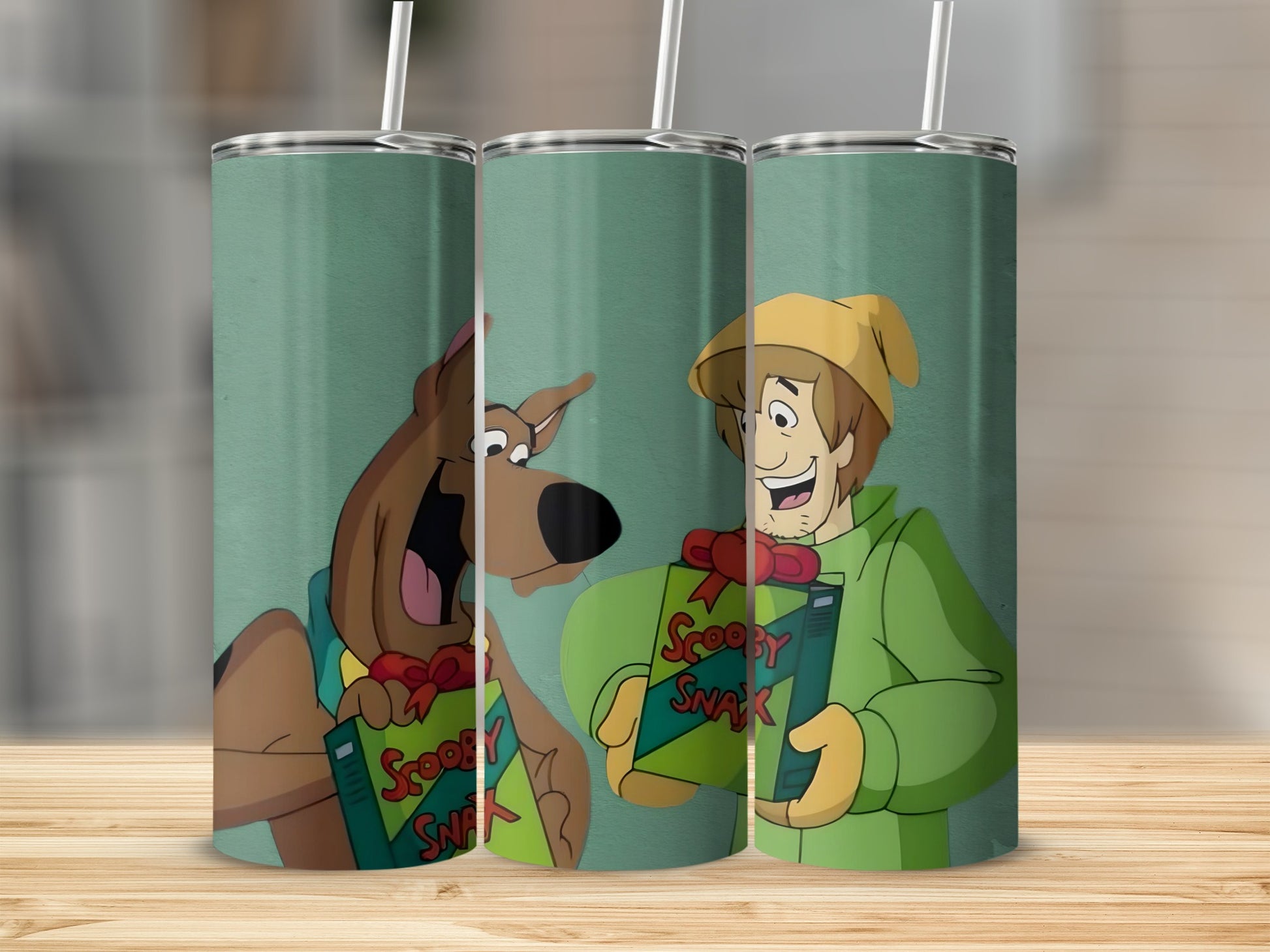 Scooby-Doo and Shaggy hold "Scooby Snacks" boxes, smiling against a teal background.