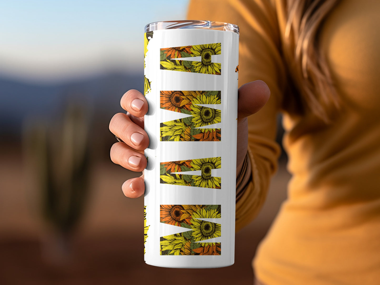 Floral Sunflower Love Design Insulated Tumbler Cup