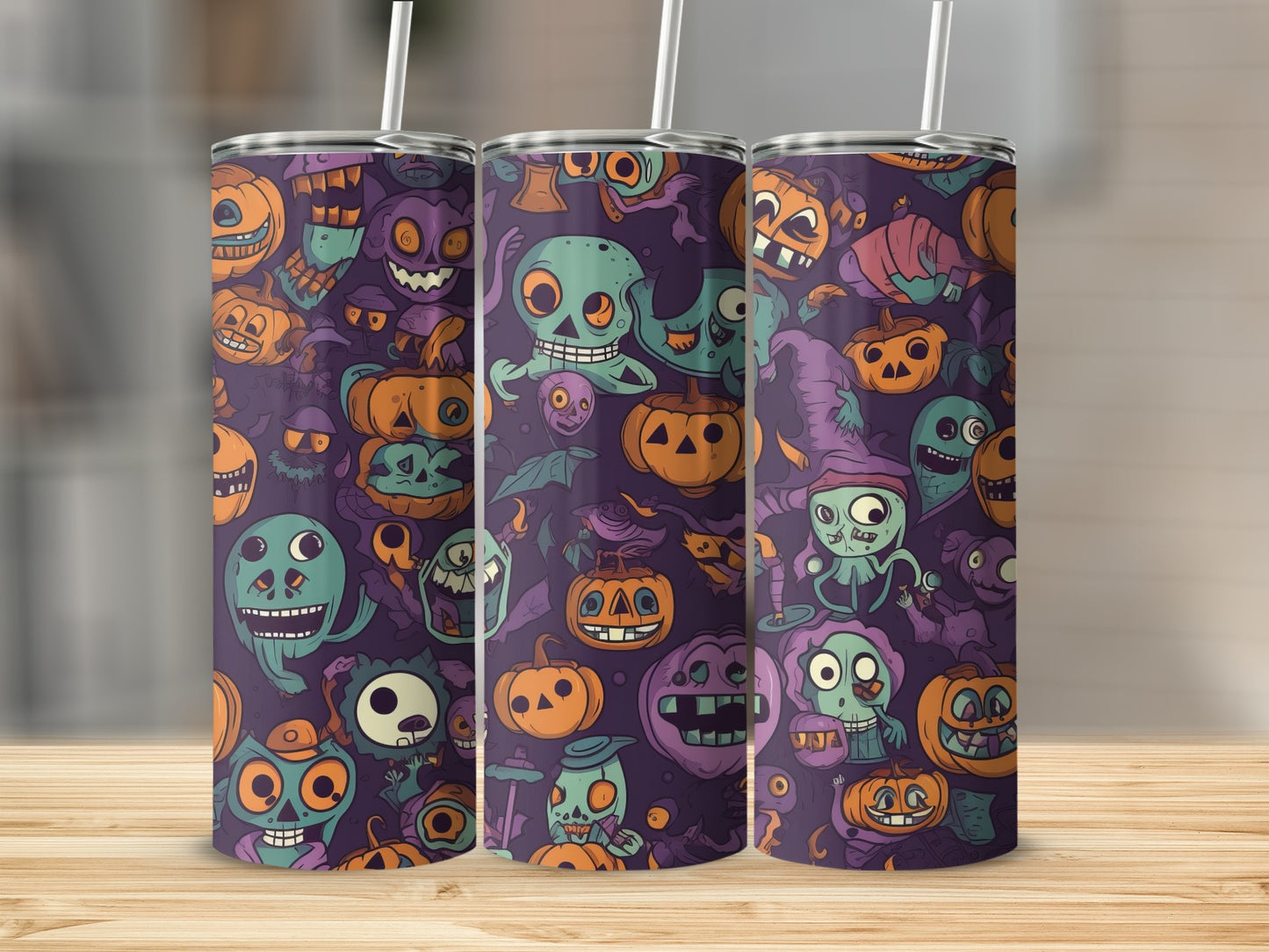 Halloween Themed Cartoon Monster Graphic Tumbler