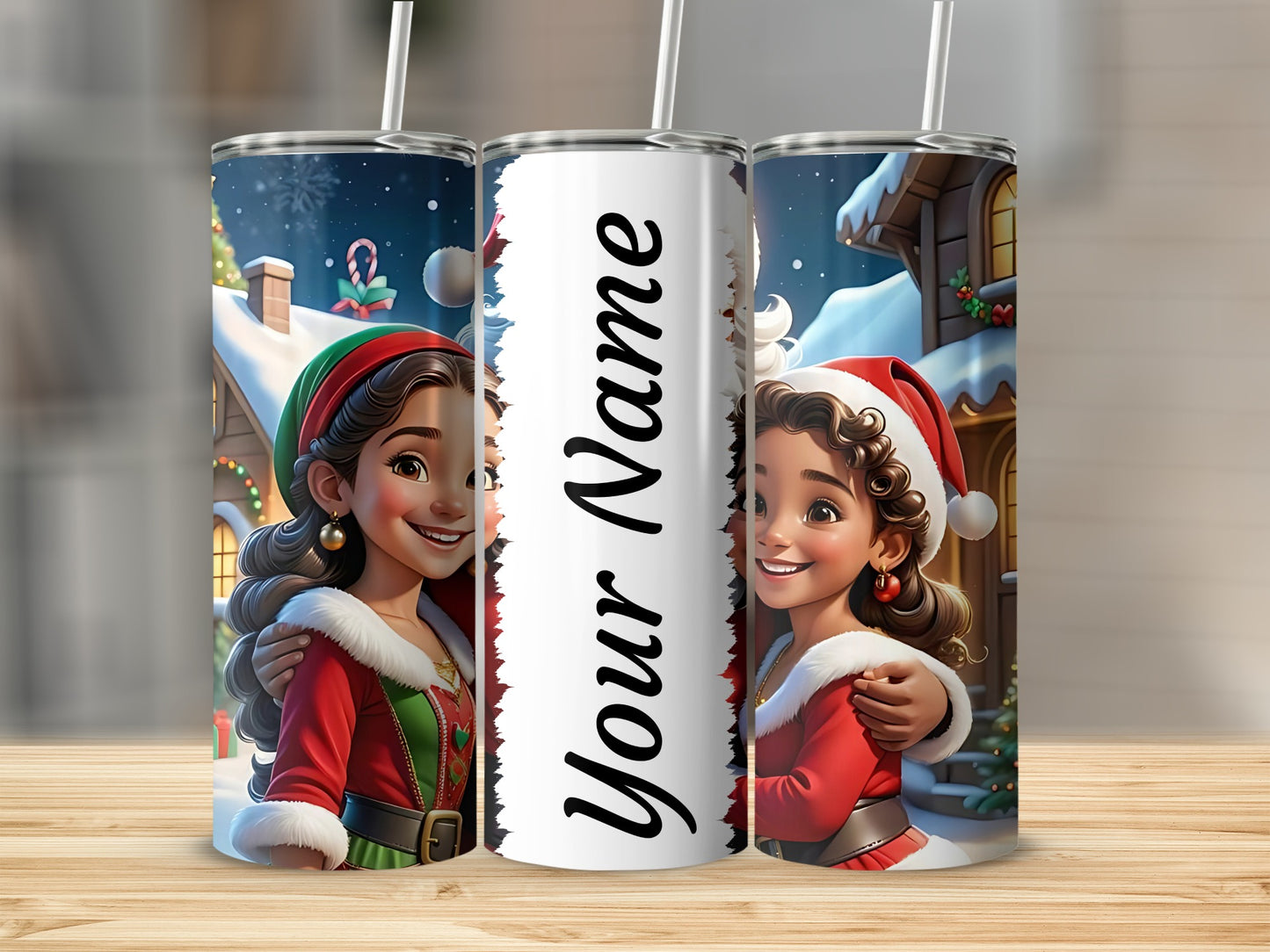 Personalized Christmas Themed Tumbler With Your Name