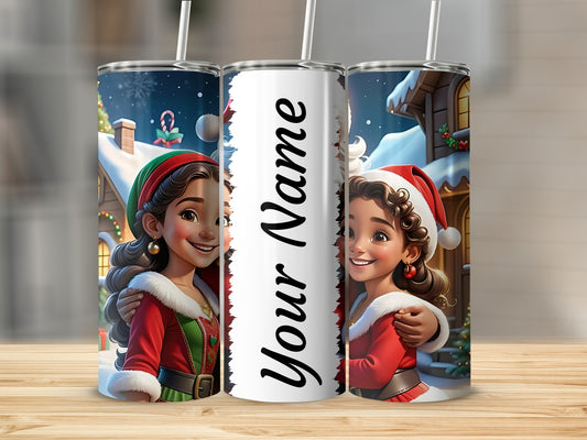 Personalized Christmas Themed Tumbler With Your Name