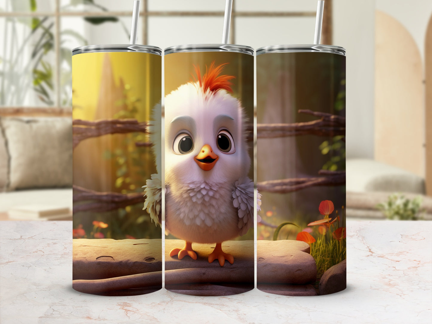 Adorable Cartoon Bird Design Insulated Tumbler Product