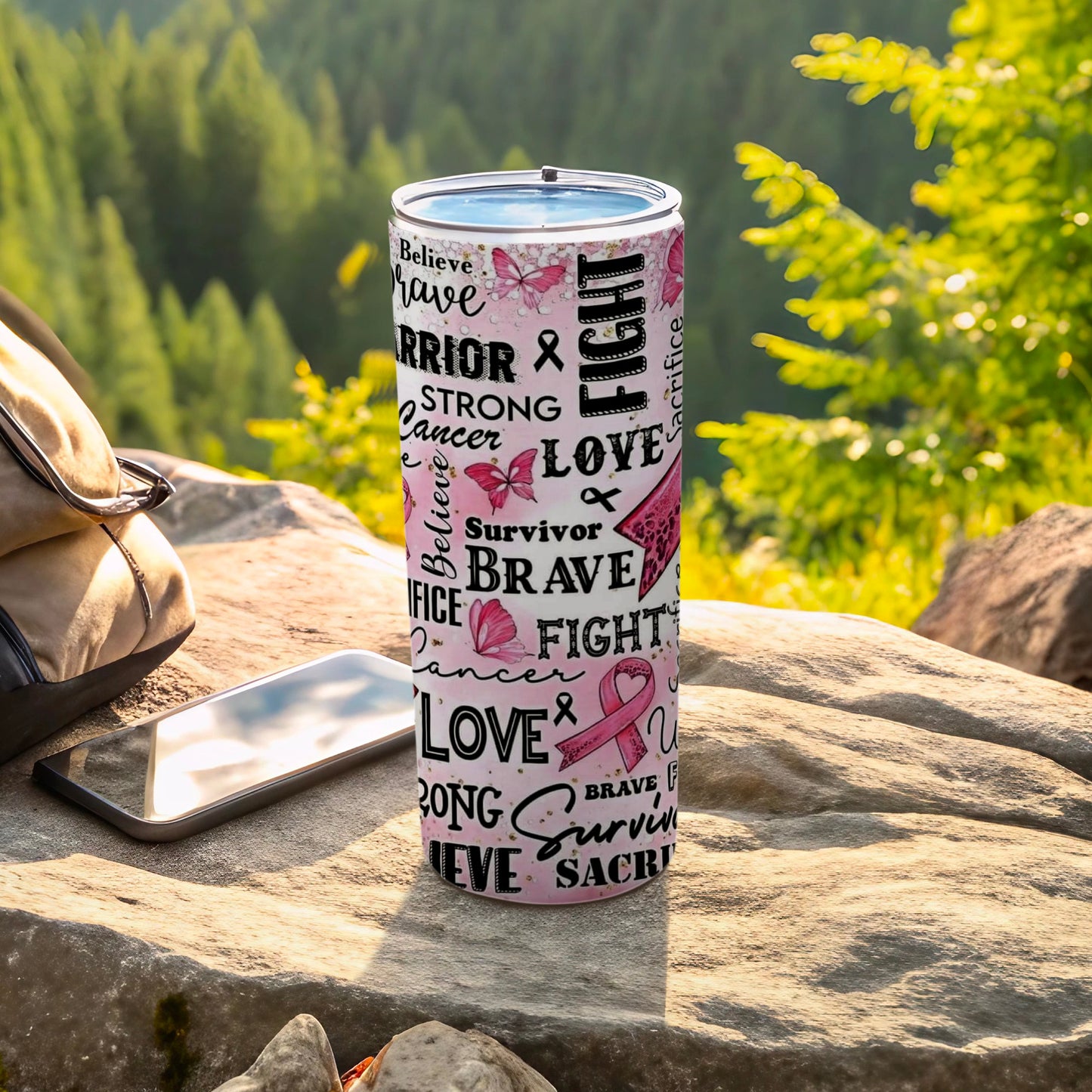 Inspirational Cancer Awareness Tumbler for Brave Warriors