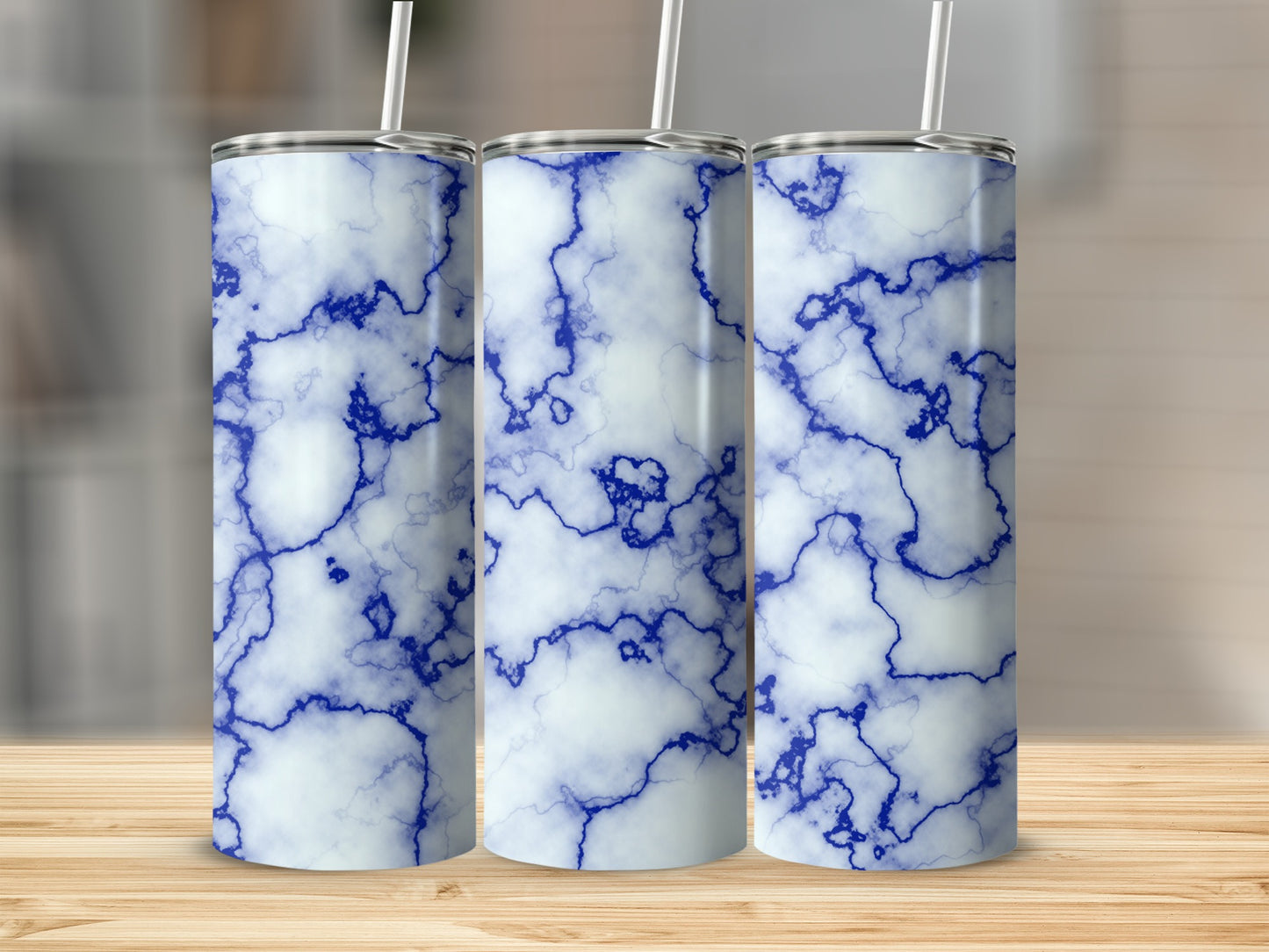 Cool Navy Blue Veins On Light Clouds Graphic Design Tumblers