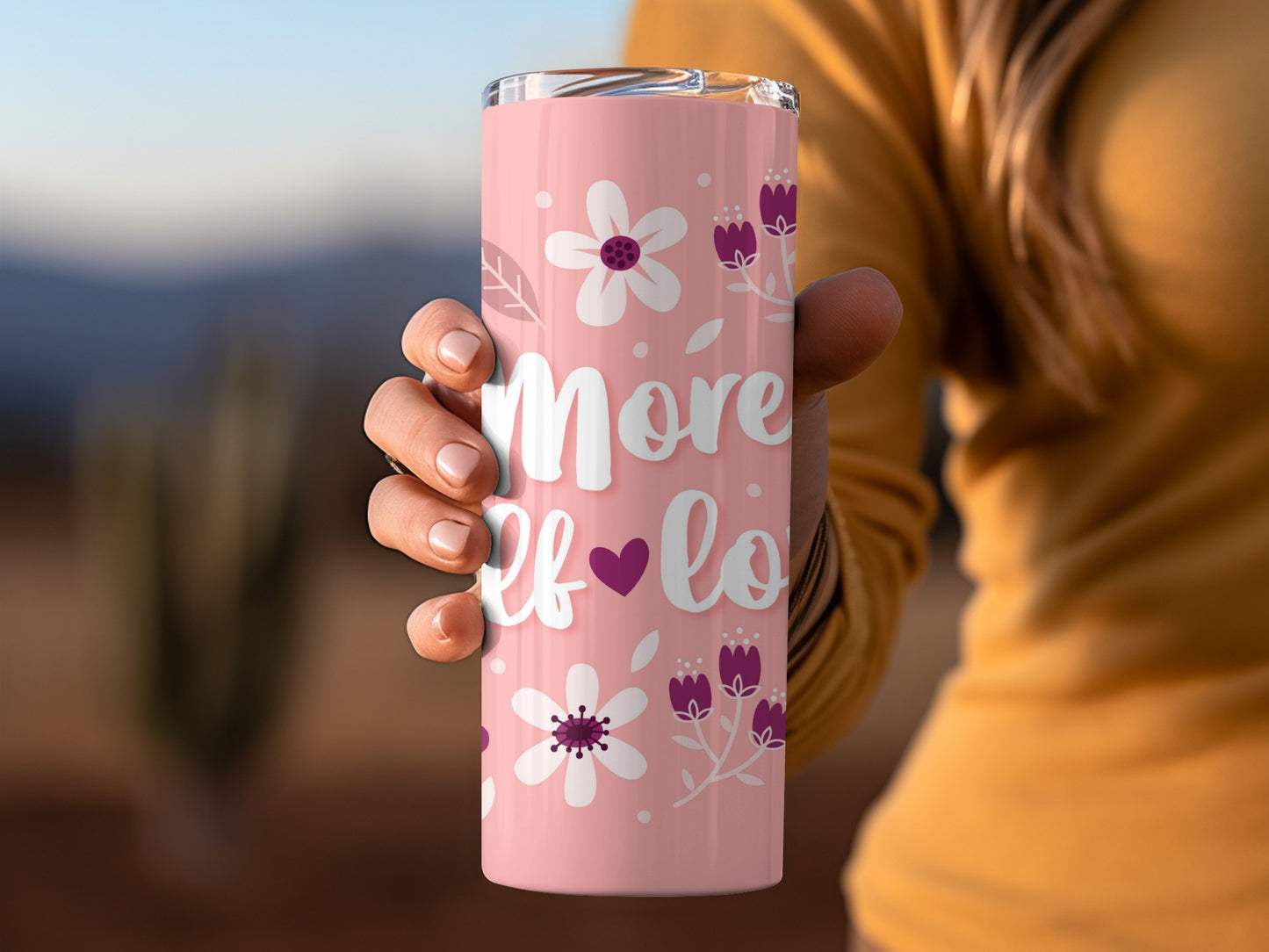 Pink Floral More Self Love Tumbler Cup Product
