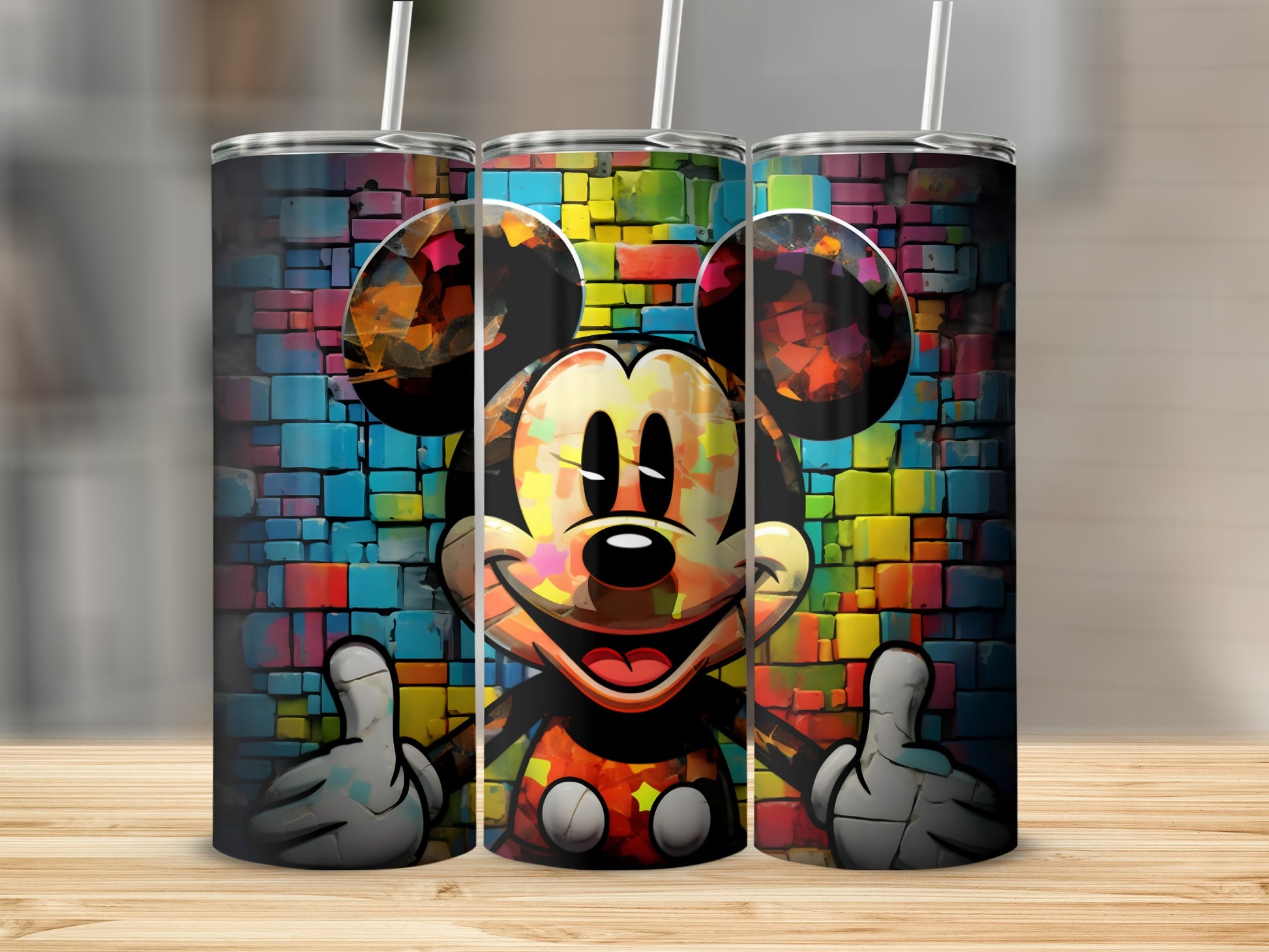 Colorful Abstract Art Mickey Mouse Tumbler Cup