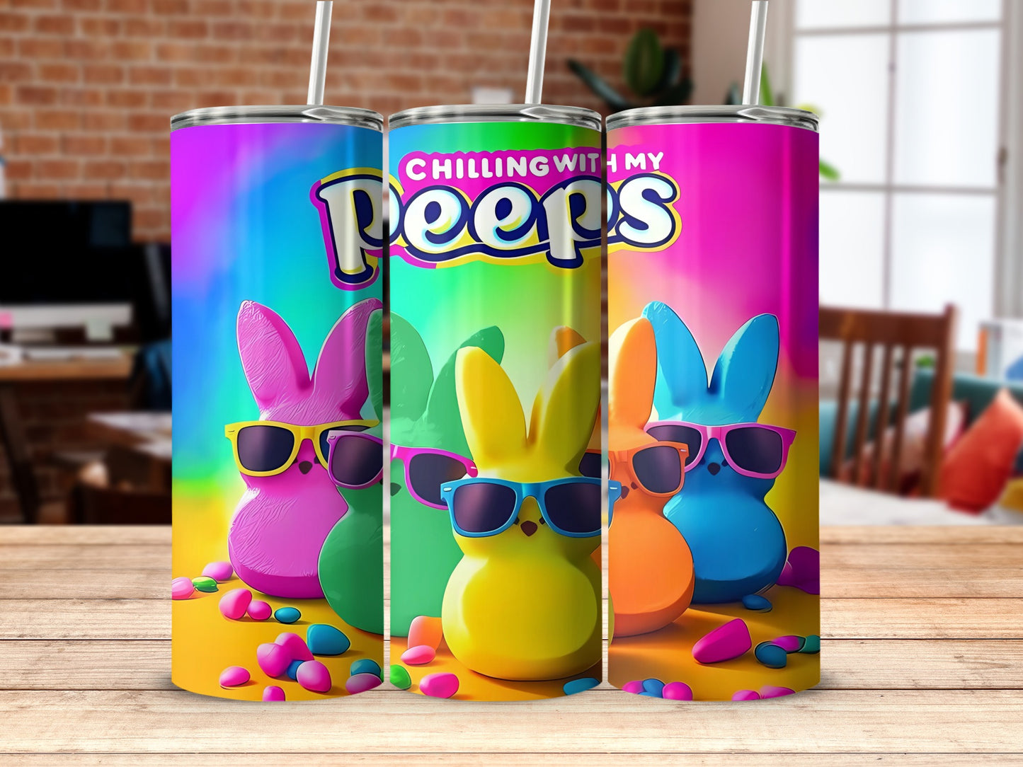 Chilling With My Peeps Tumbler Colorful Design product type