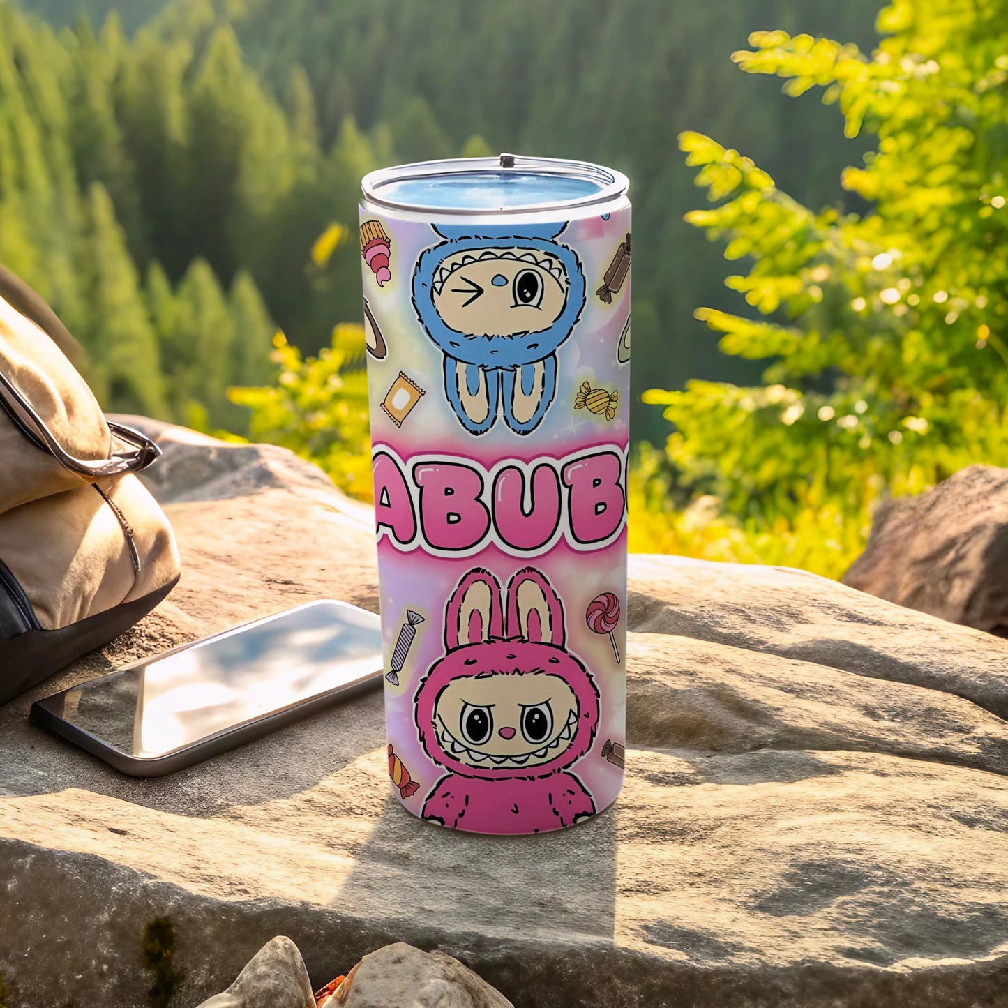 Cute ABUB Characters on Colorful Travel Mug Product