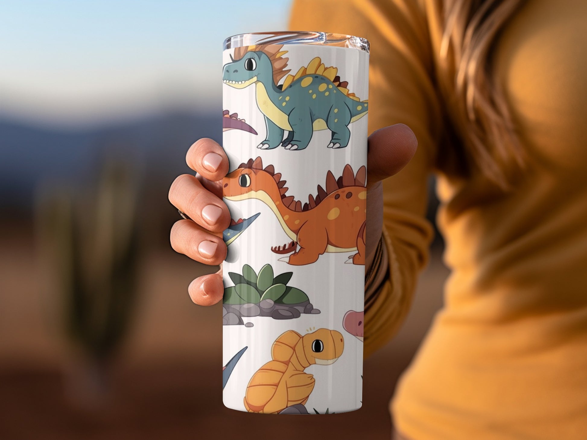 Cute Colorful Dinosaur Design Travel Mug
