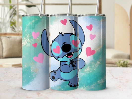 Adorable Cartoon Character with Hearts Tumbler Cup
