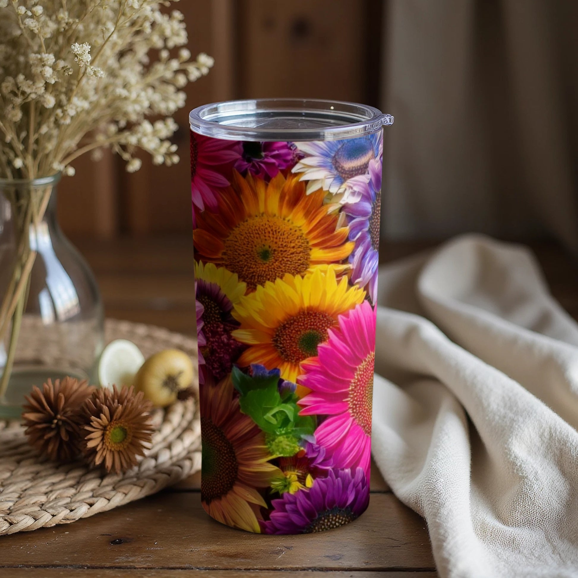 Colorful Flower Design Tall Insulated Tumbler