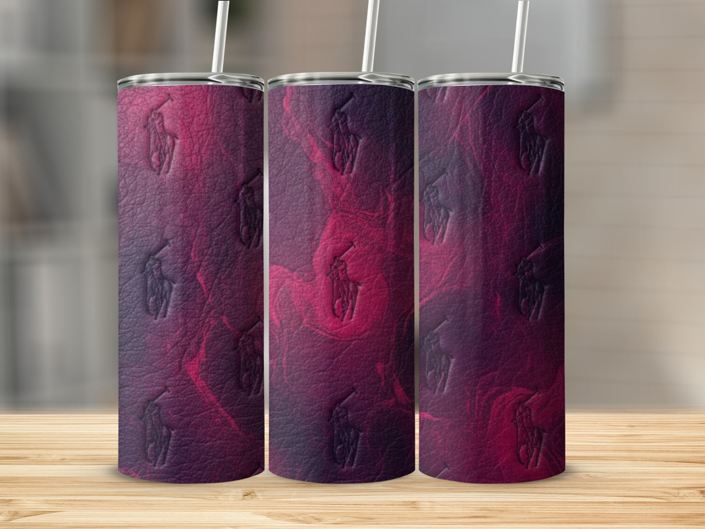 Pink Purple Polo Horse Print Abstract Design Tumblers