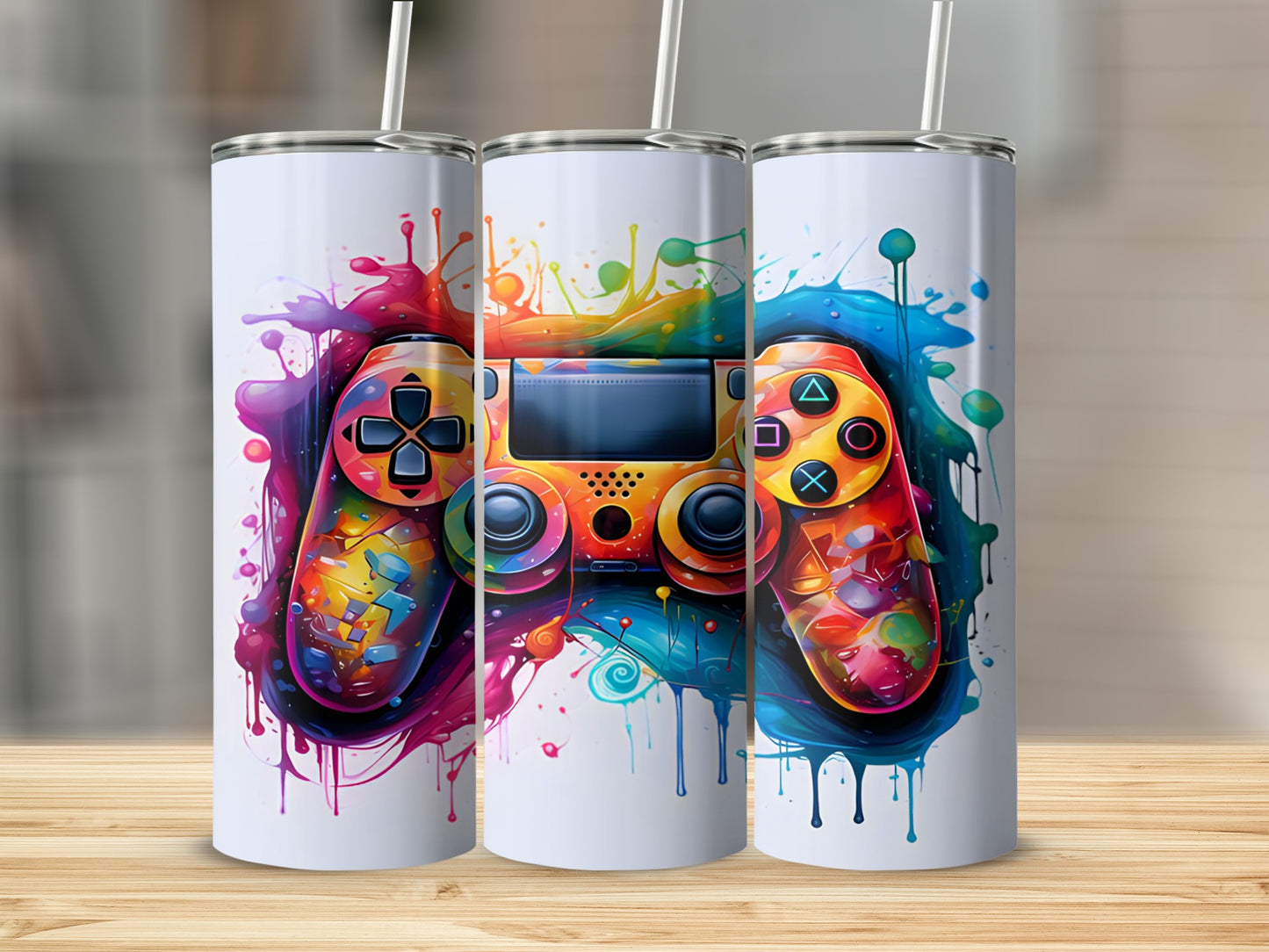 Colorful Gaming Controller Art Tumbler