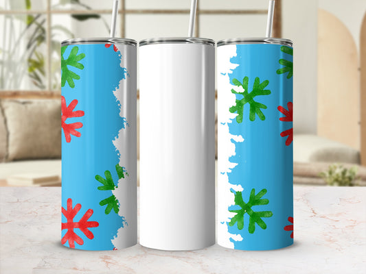 Colorful Floral Pattern Blue Red Green Printed Tumbler