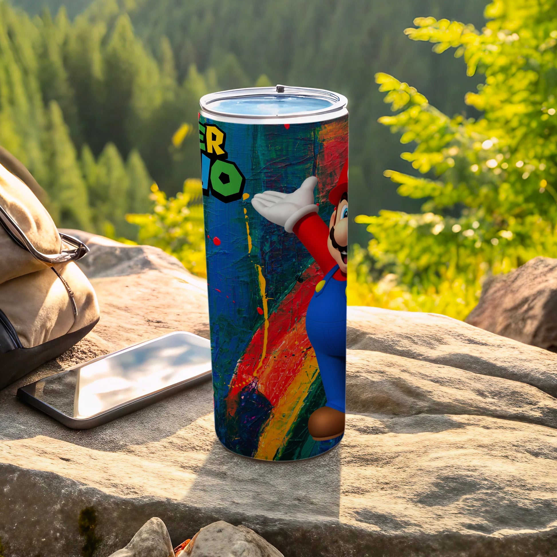 Colorful Super Mario Travel Tumbler for Outdoor Adventures
