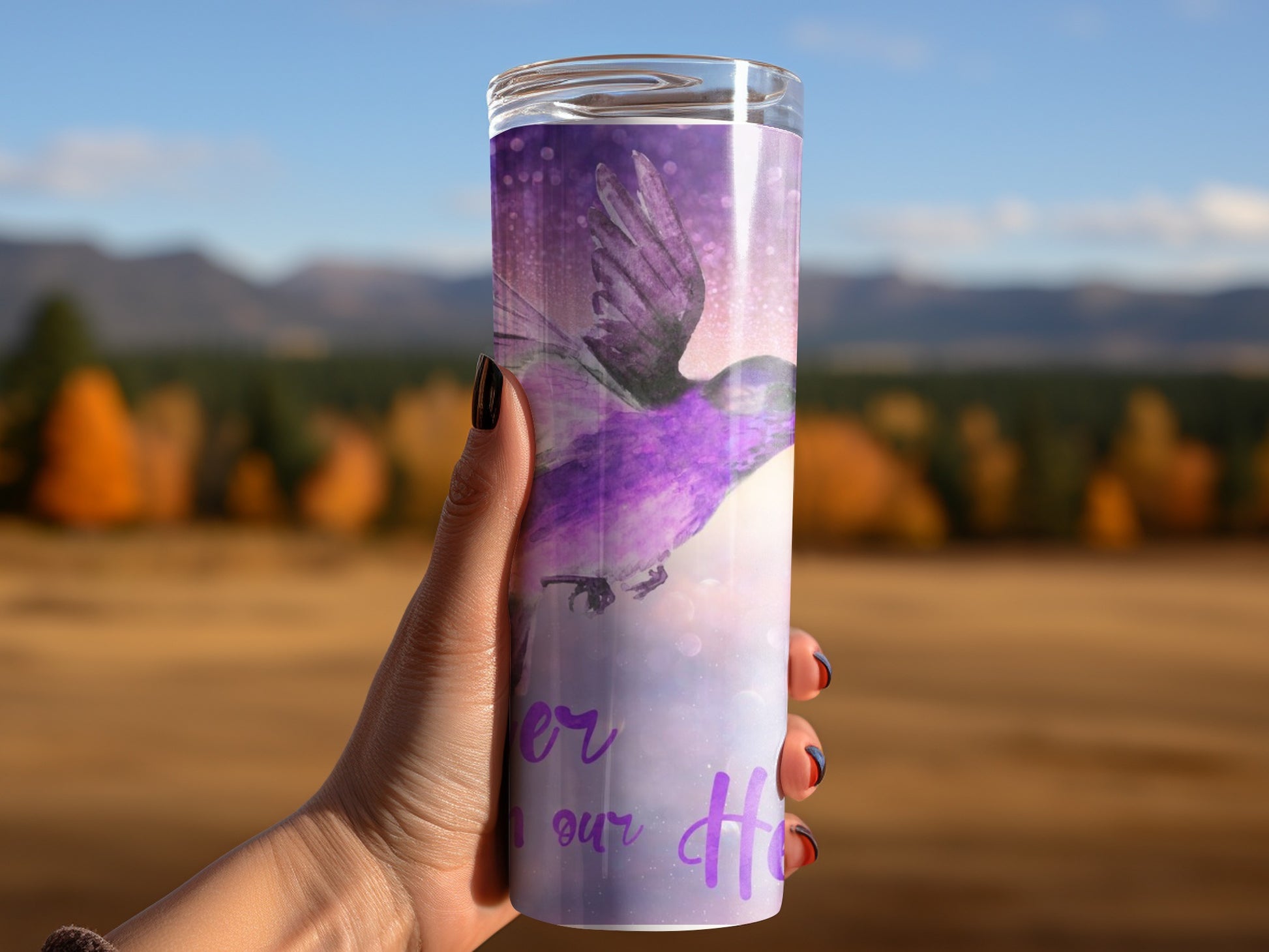 Purple Bird Art Design with Inspirational Quote Stainless Steel Tumbler