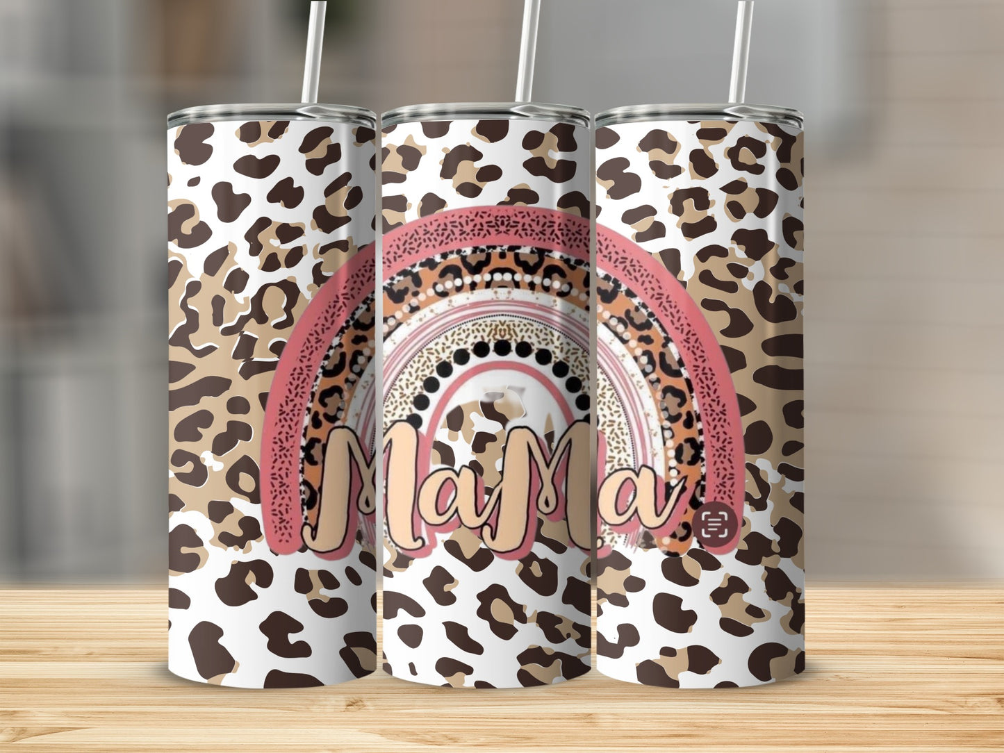 Mama Leopard Print Rainbow Tumbler Drinkware Product