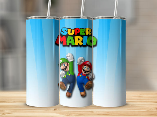 Super Mario Tumbler Cup with Straw and Colorful Design