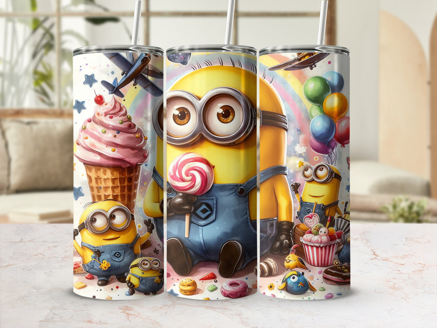 Cute Cartoon Minion Themed Tumbler Cup for Kids