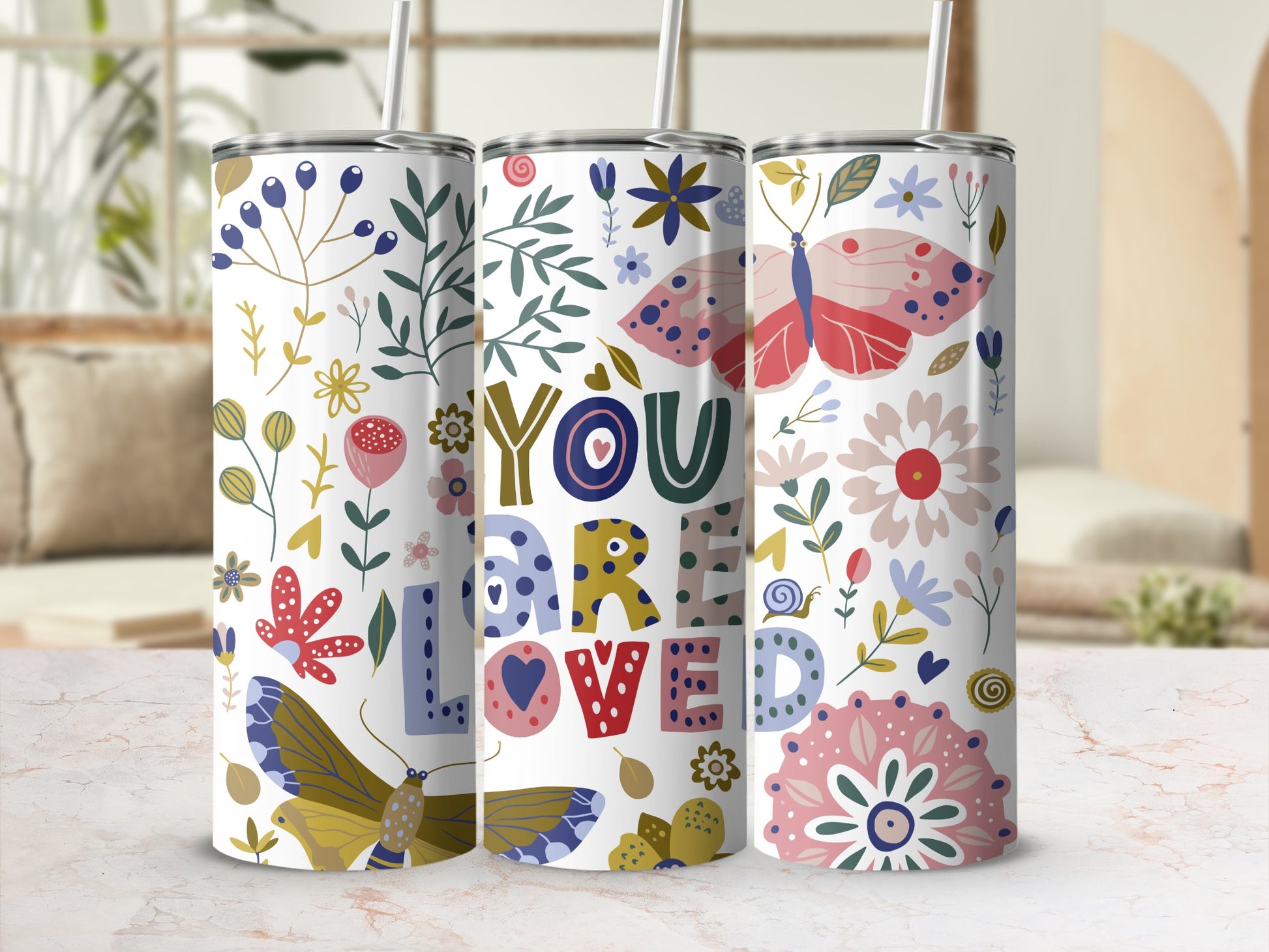 Floral and Inspirational Colorful Tumblers