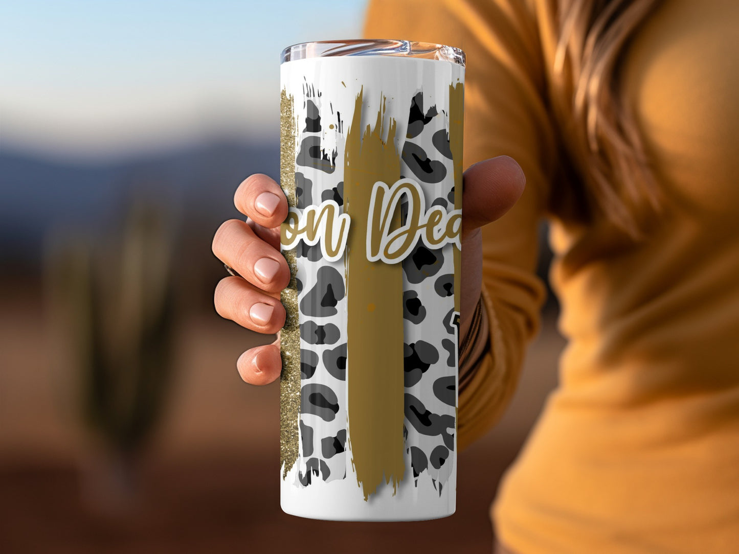 Demon Deacons WF Leopard Gold Black Brushstrokes Tumblers