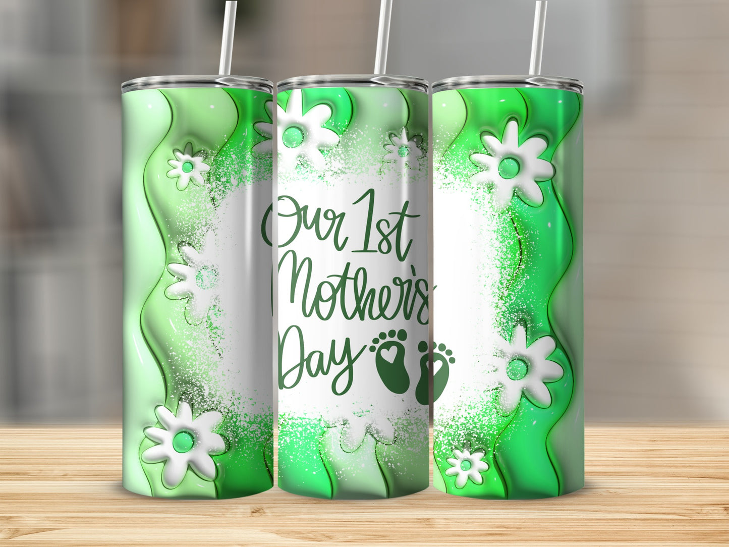 Our 1st Mother's Day Green Floral Tumbler Product