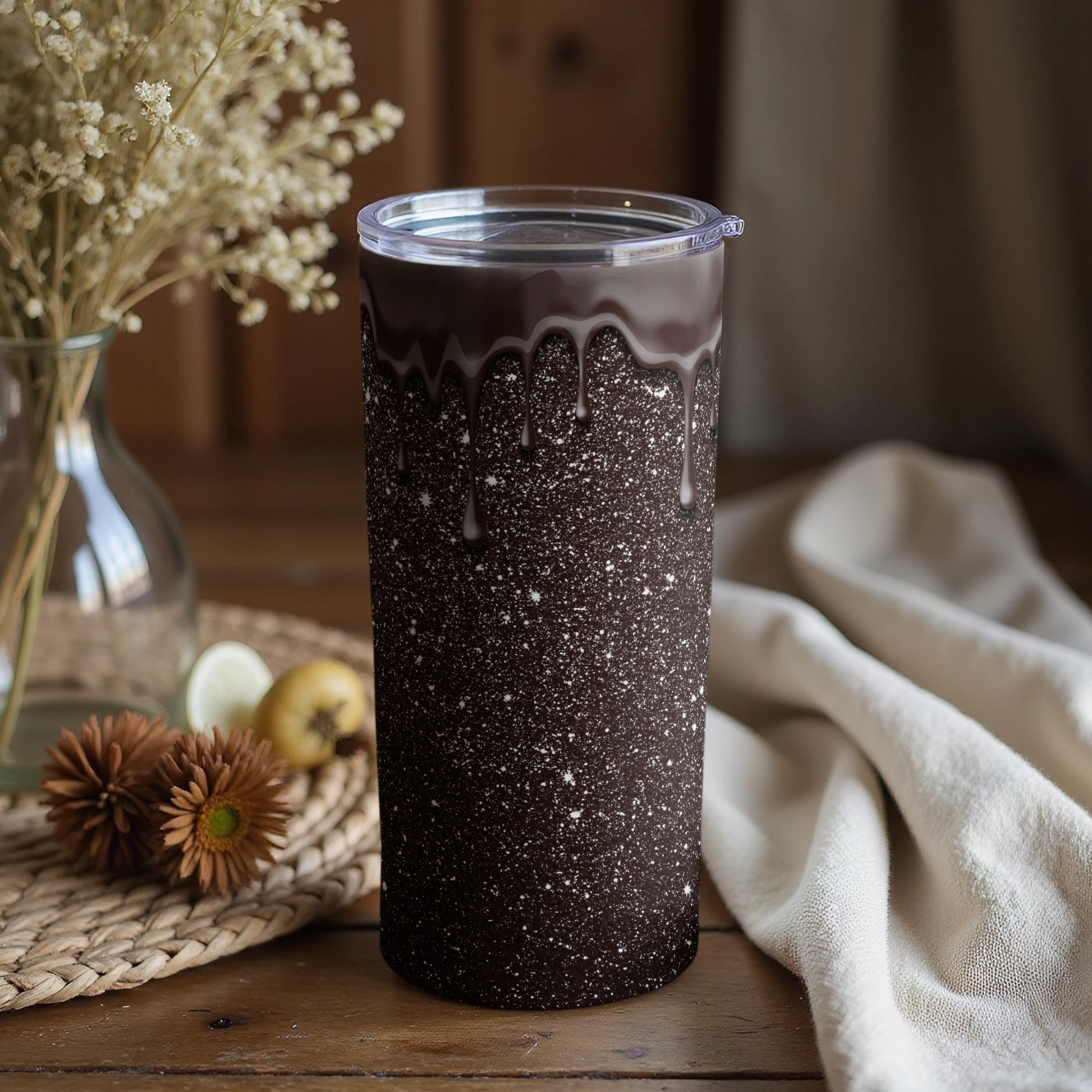 Black Starry Design Drip Effect Tumbler Product