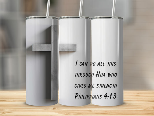 Inspirational Philippians 4-13 Stainless Steel Tumbler