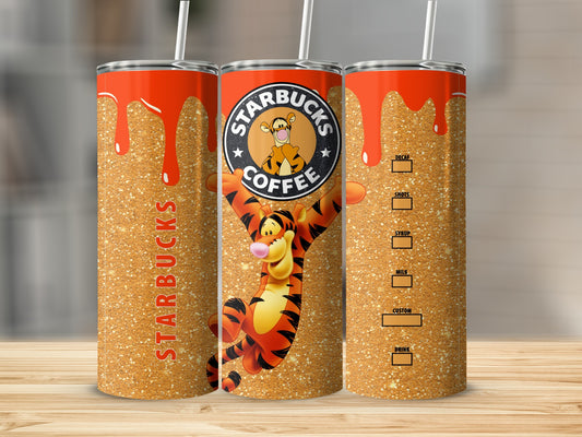 Starbucks Coffee Tigger Glitter Tumbler with Straw