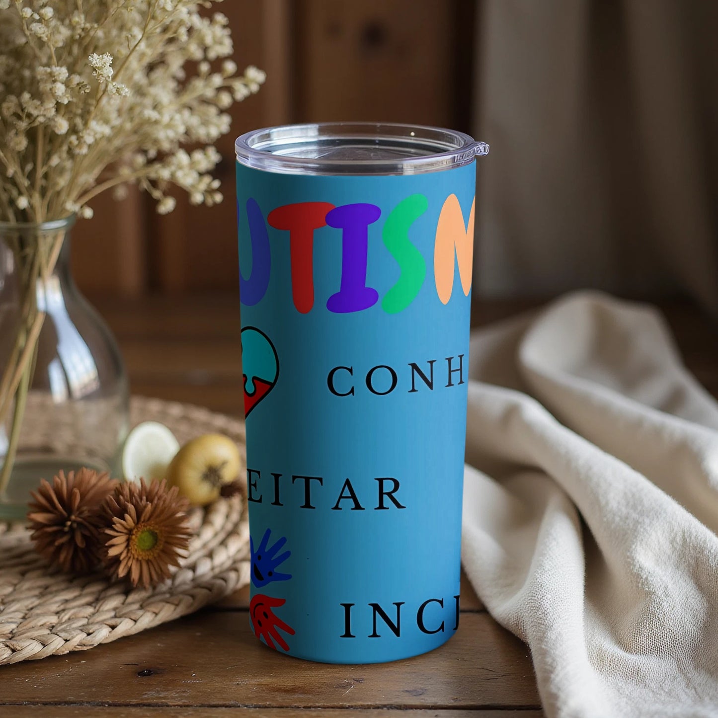 Colorful Autism Puzzle Travel Tumbler Disabilities Awareness