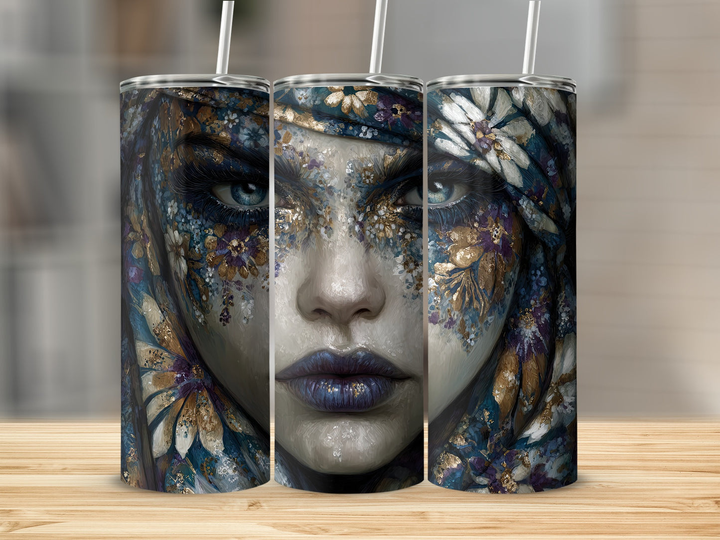 Enchanting Floral Face Art Tall Tumbler for Unique Style