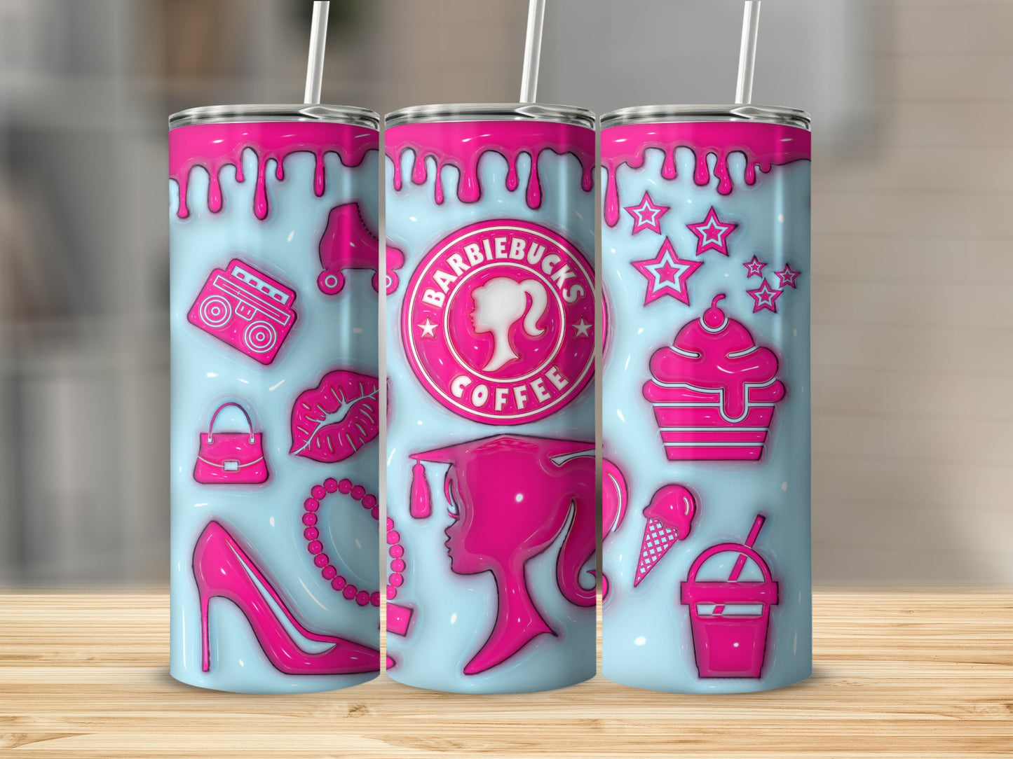 Barbiebucks Coffee With Ice Cream Star Shape Tumblers