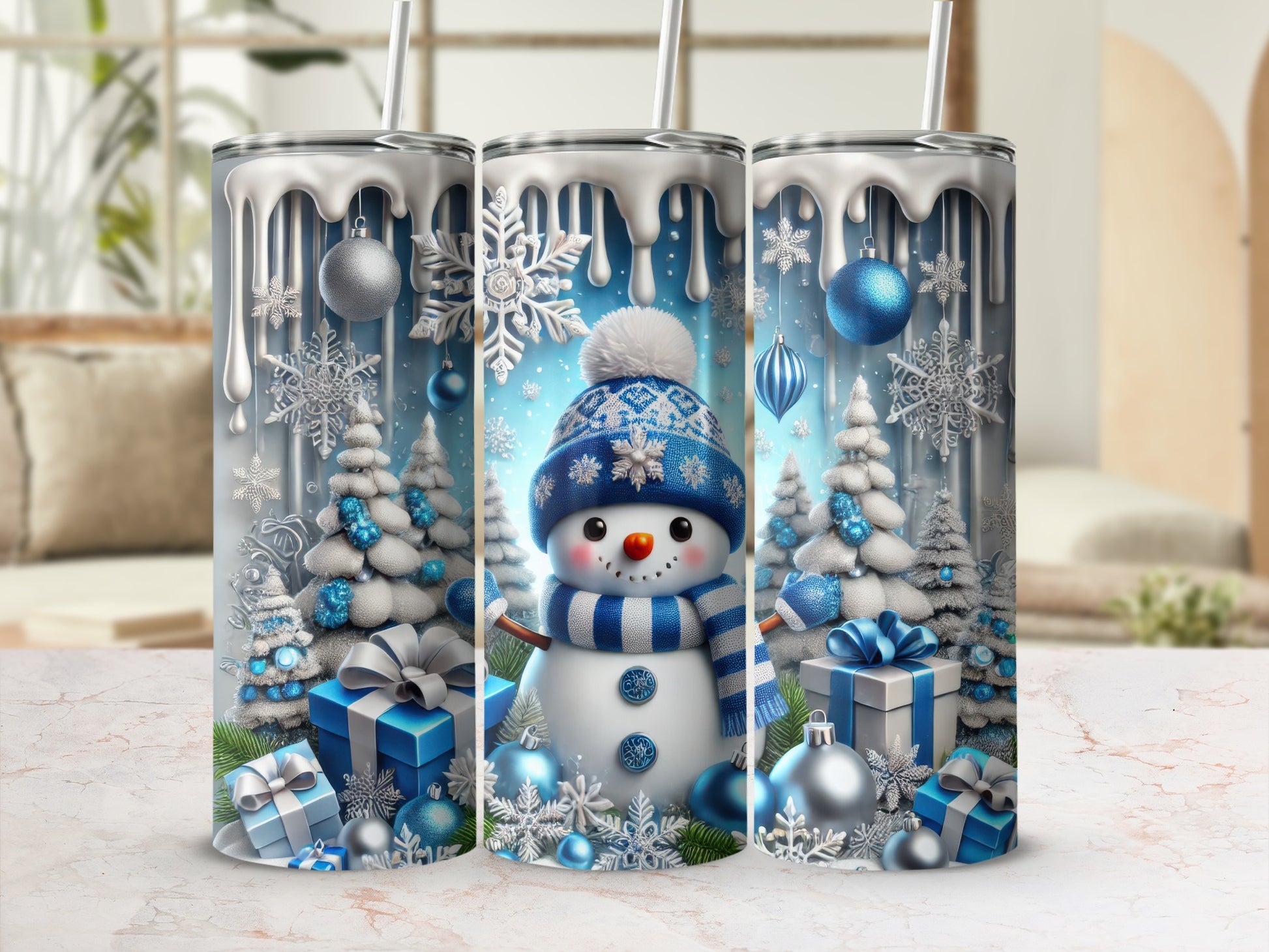 Festive Snowman Winter Wonderland Tumbler