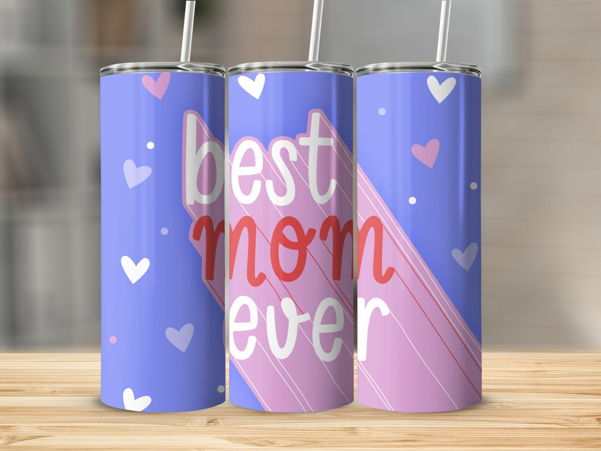 Best Mom Ever Tumbler with Hearts design gift