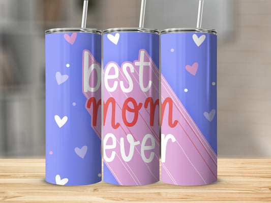Best Mom Ever Tumbler with Hearts design gift