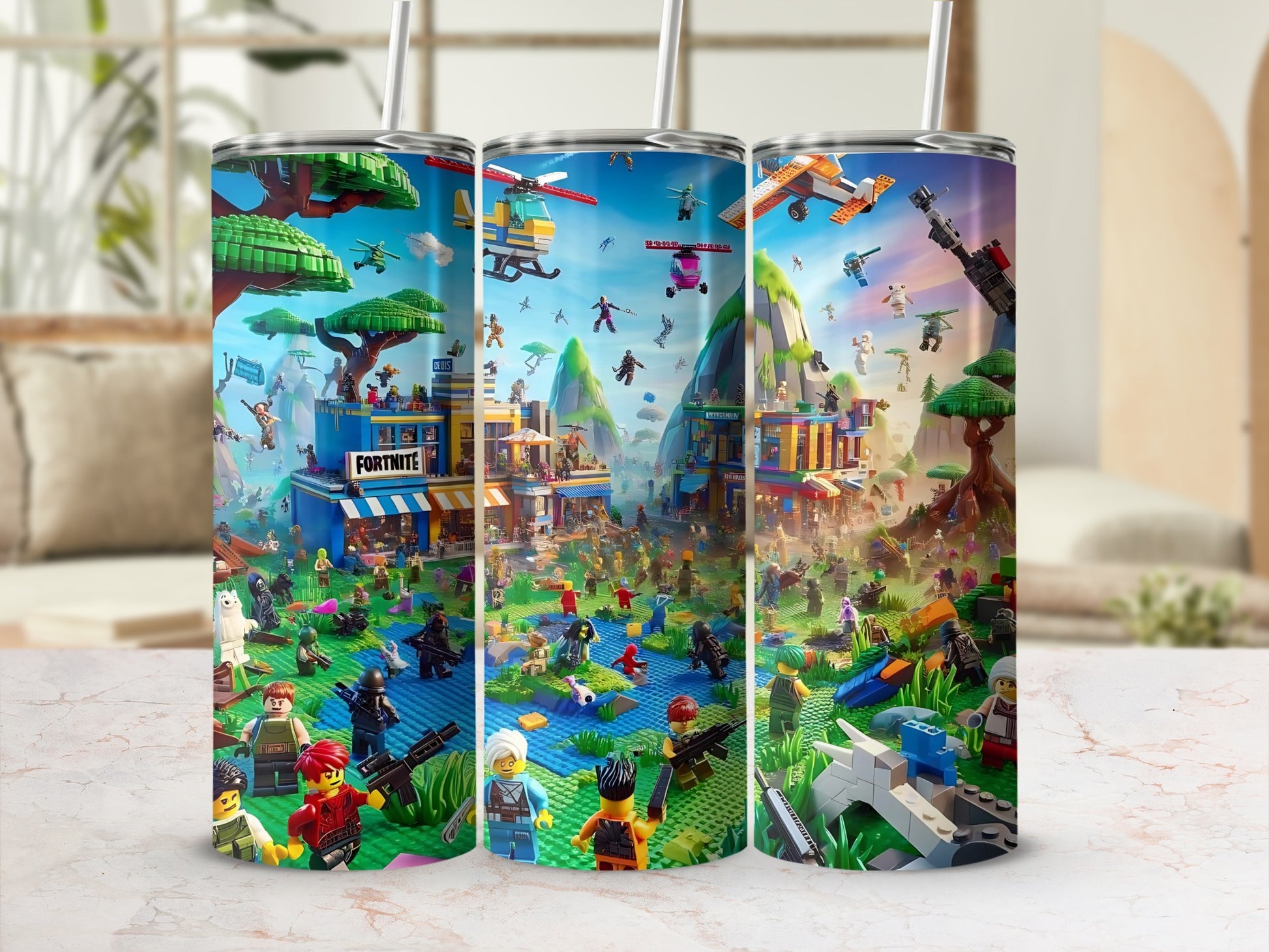 Colorful Gaming Scene on Custom Tumbler Product