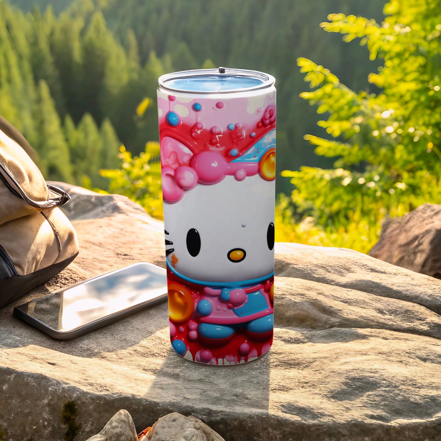 Cute Hello Kitty Bubbles Design Insulated Tumbler Cup