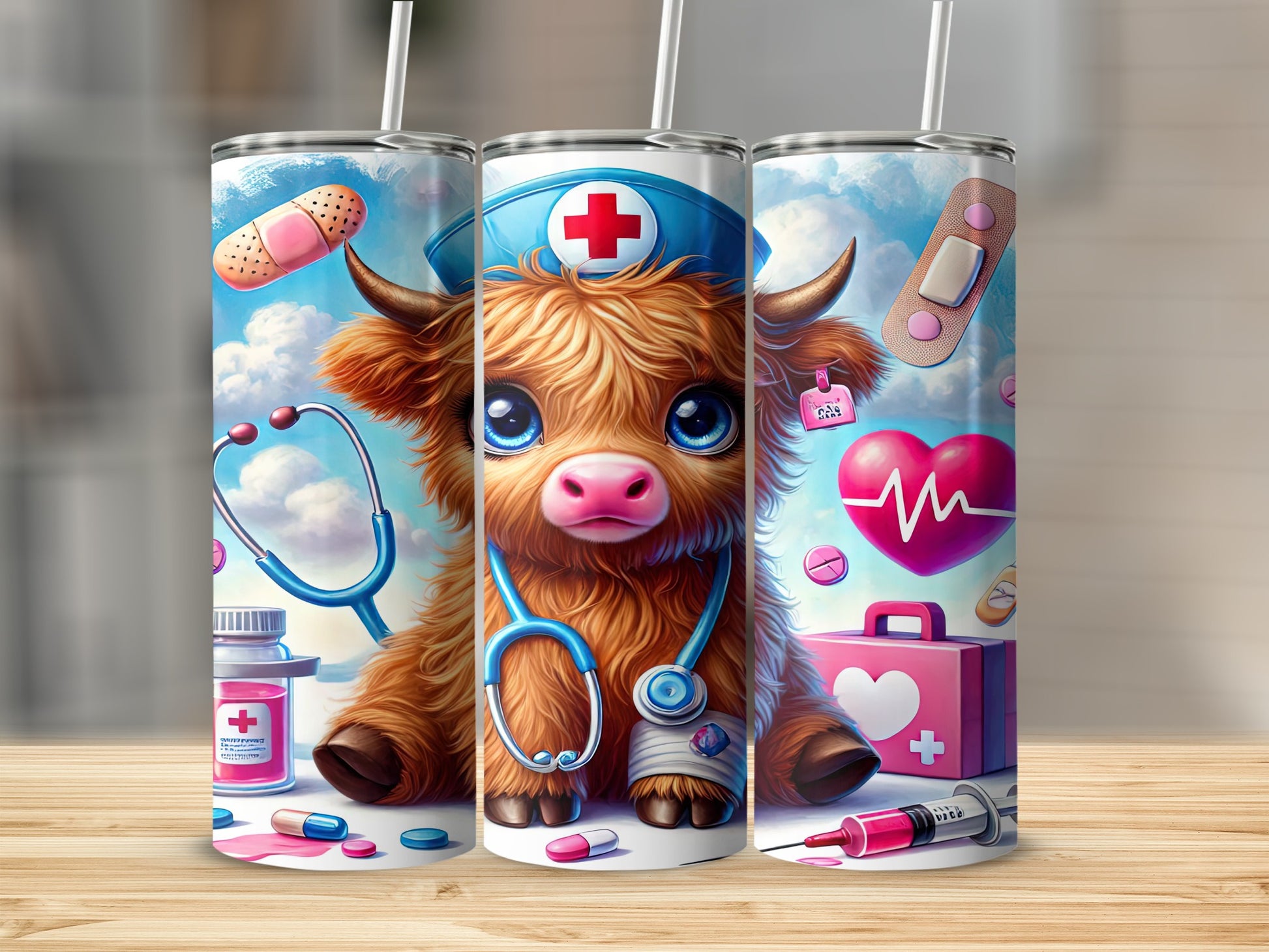 Adorable Fluffy Highland Cow Nurse Stethoscope Medical product type