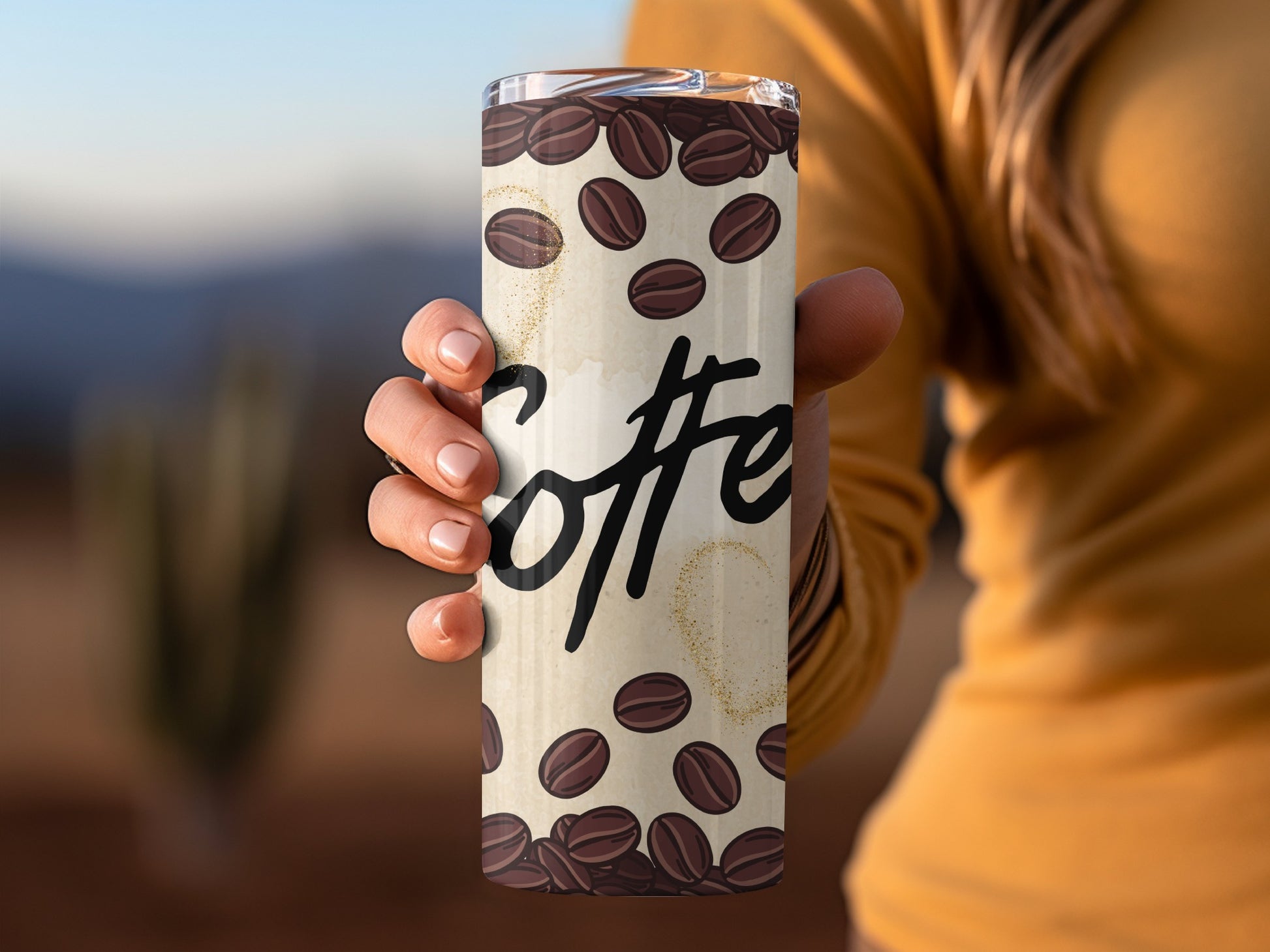 Coffee Bean Design Insulated Tumbler Flask Cup
