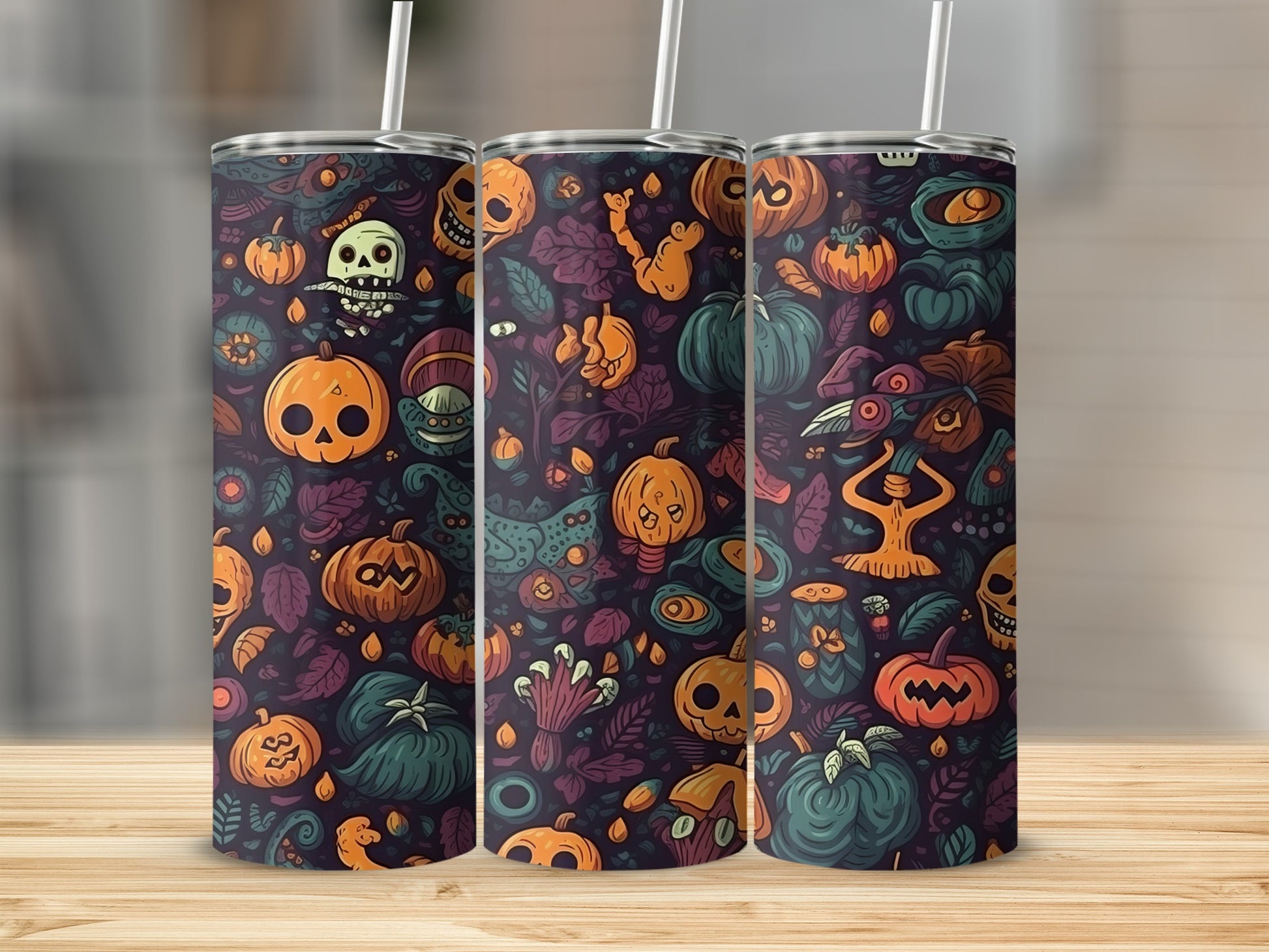 Spooky Halloween Themed Tumbler with Pumpkins product
