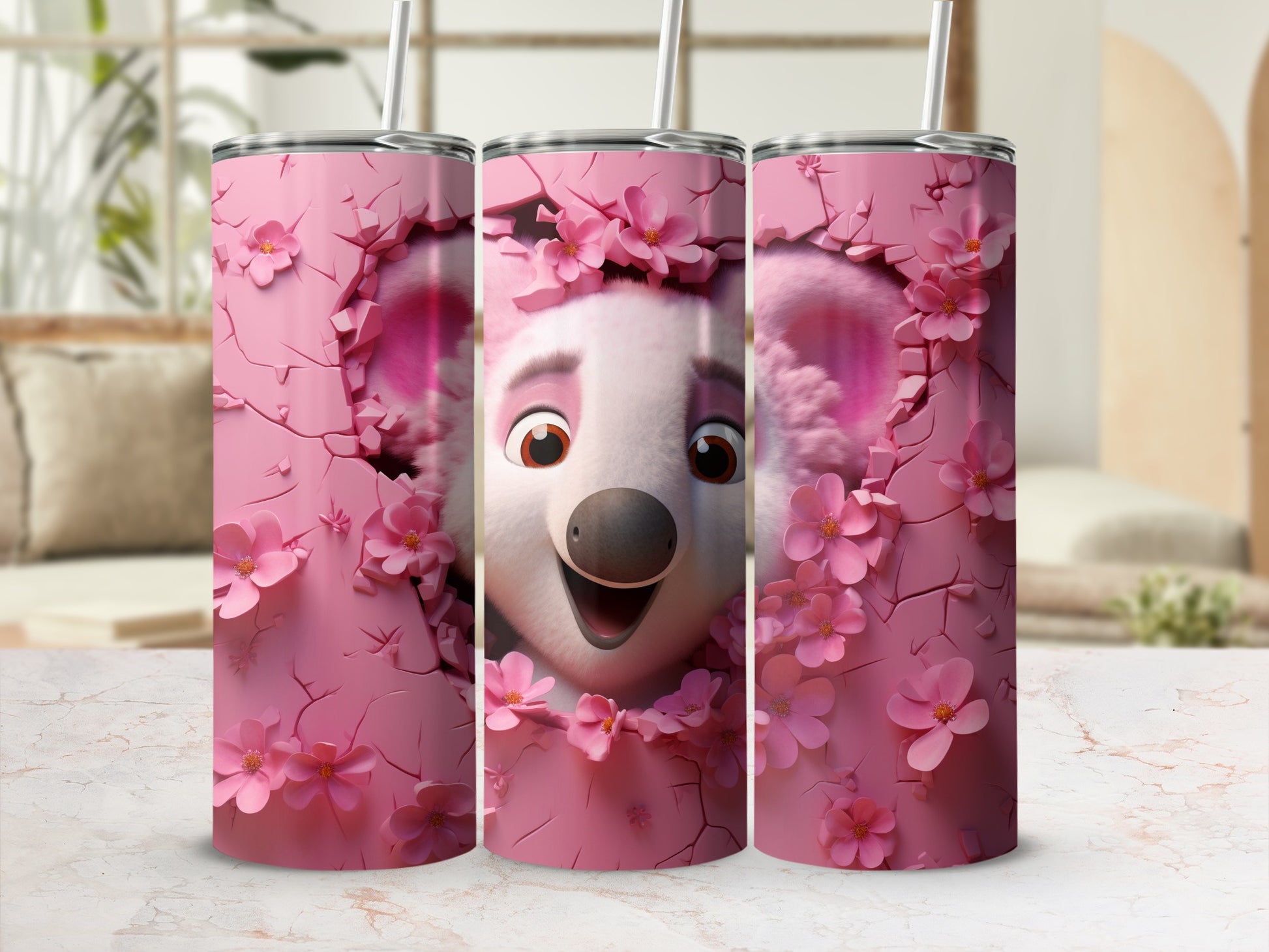 Pink Koala Bloom Cracked Design Cute Character product type