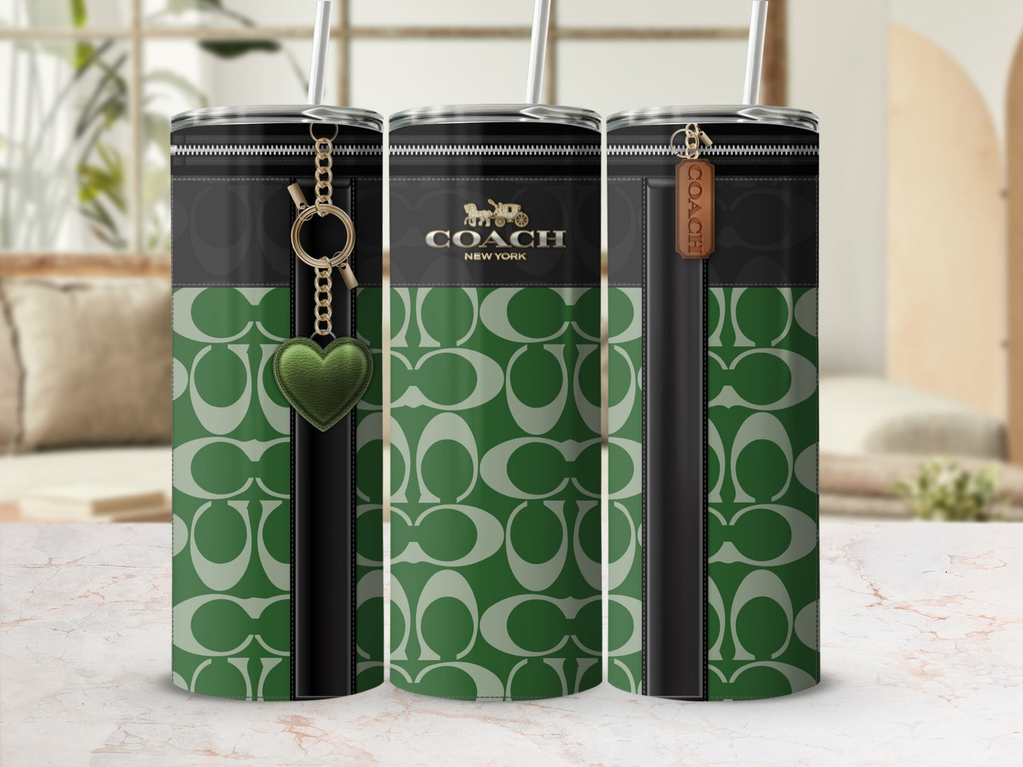 Stylish Green Pattern Coach New York Tumbler