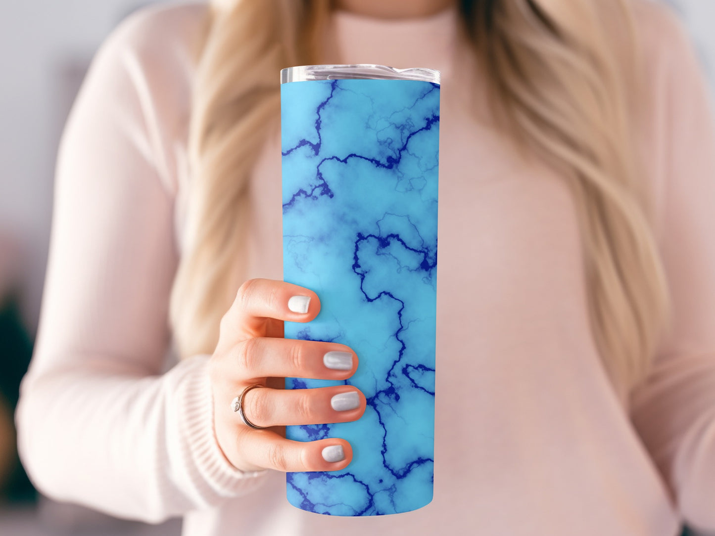 Light Sky Blue Surface With Deep Blue Veins Tumblers