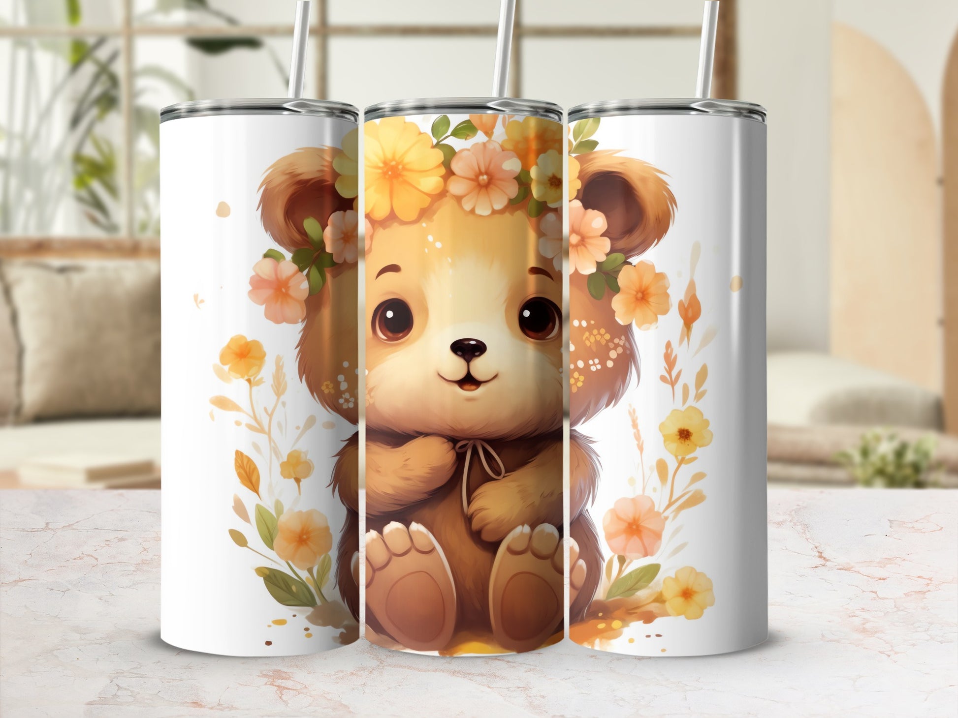 Adorable Cartoon Bear Floral Headband Tumbler product type
Cute Bear, Floral Bear, Flower Crown, Tumbler Wrap, Drinkware, Beverage Holder, Animal Design, Cartoon Art, Digital Print, Nursery Decor, Kids Cup, Gift Idea, Illustration, Sublimation, Bear Lover, Nature Theme, Sweet Bear, Boho Style, Yellow Flowers, Orange Flowers