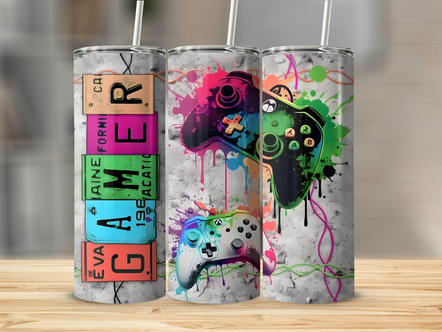 Colorful Gamer Themed Tumbler Set for Enthusiasts