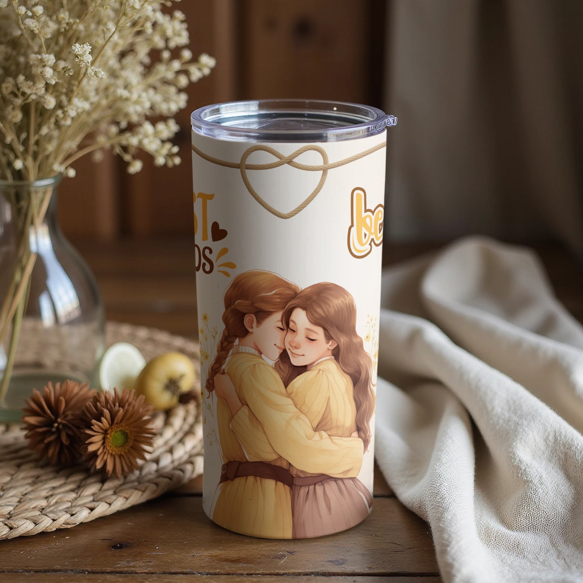 Heartwarming Best Friends Hugging Tumbler for Gifts