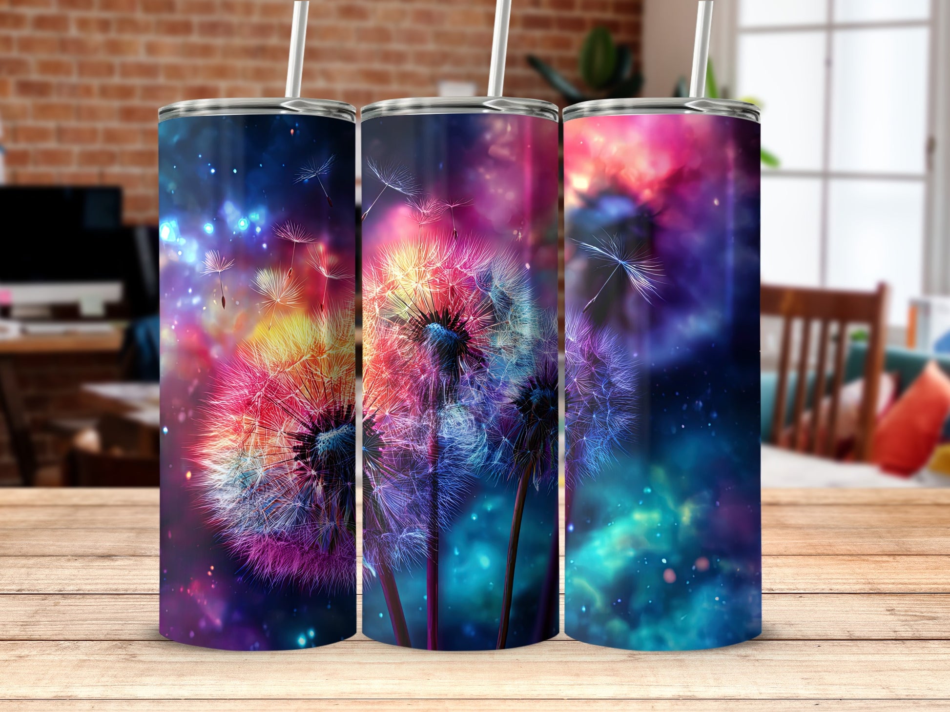 Colorful Dandelion Print Insulated Tumbler