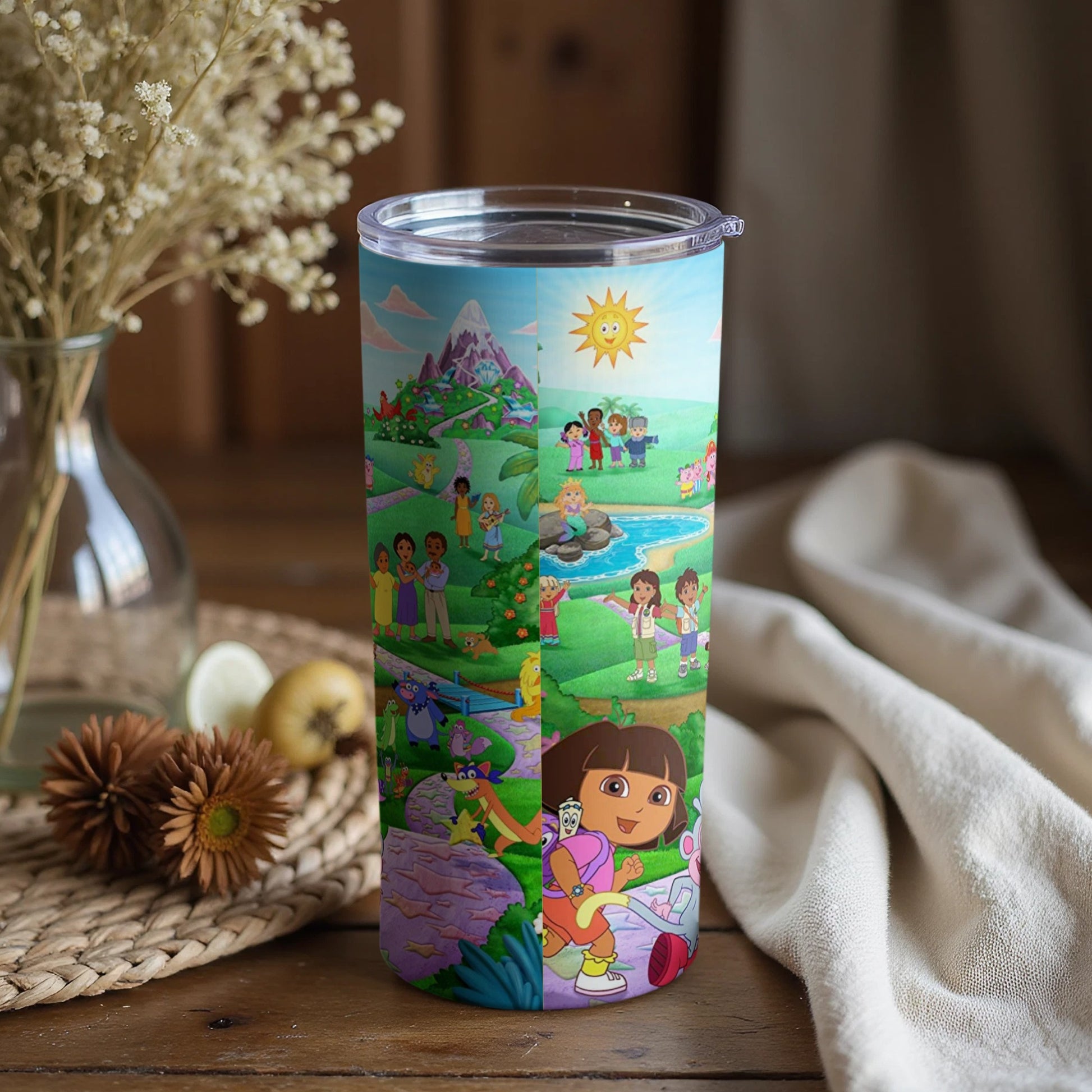 Colorful Cartoon Adventure Scene Insulated Tumbler