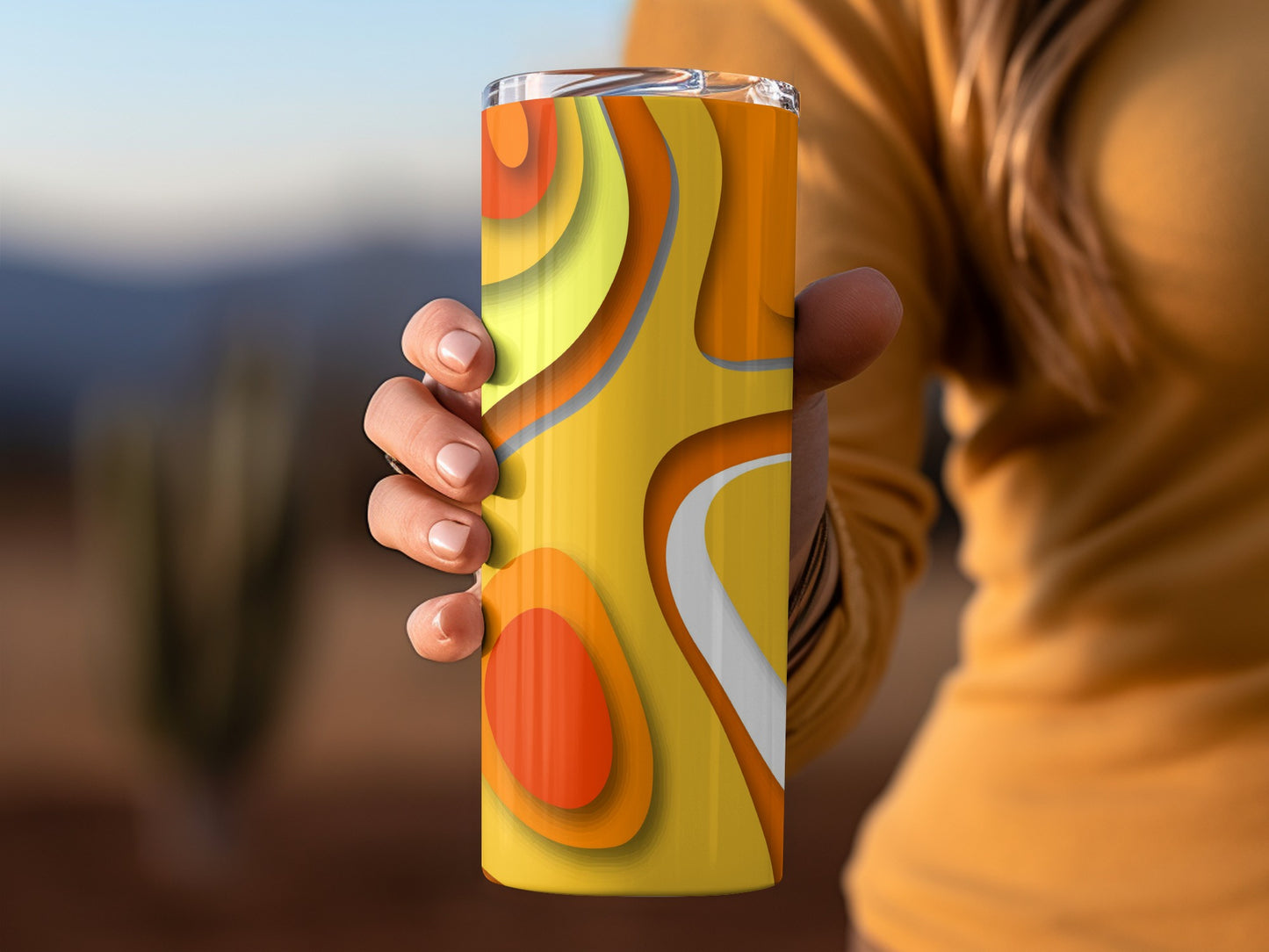 Orange Yellow Abstract Layers Swirls Shapes Image Tumblers